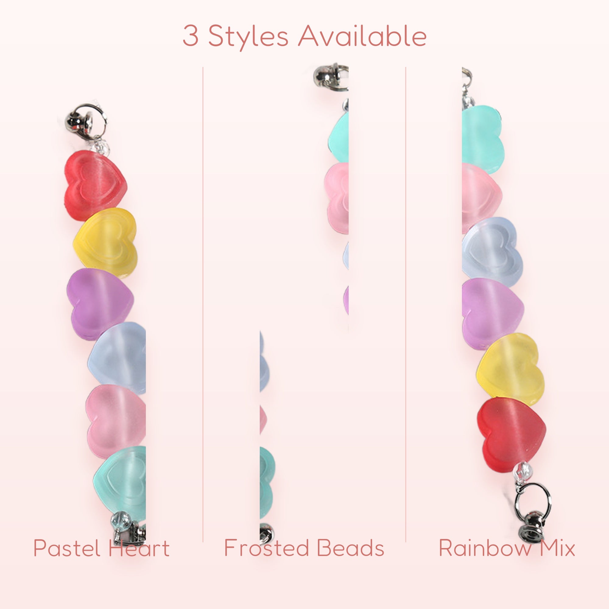 Pastel Heart Bead Phone Charm Strap | Kawaii Wrist Lanyard