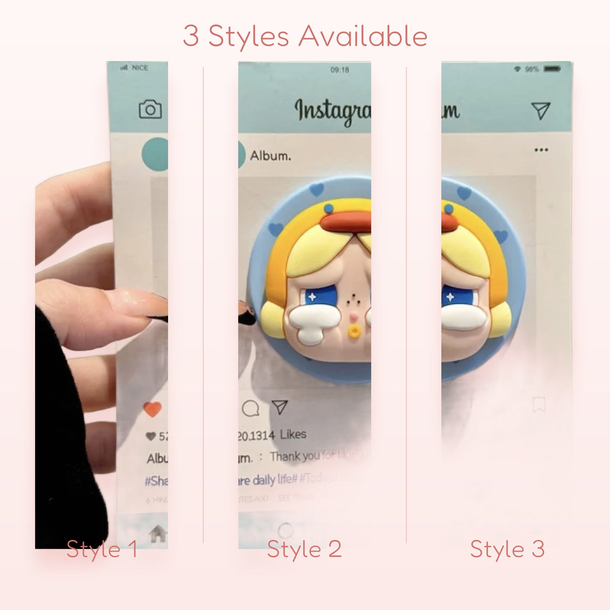 Crying Anime Girl Phone Grip | Kawaii Pop Socket Stand for Phones