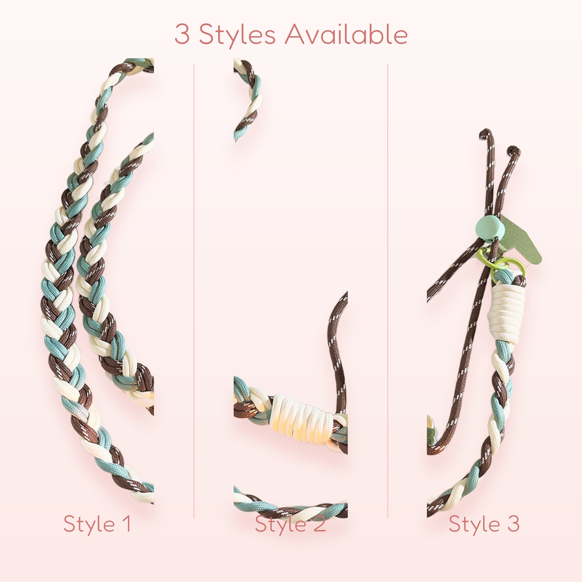 Braided Adjustable Phone Lanyard | Aesthetic Brown Blue White Wrist Strap