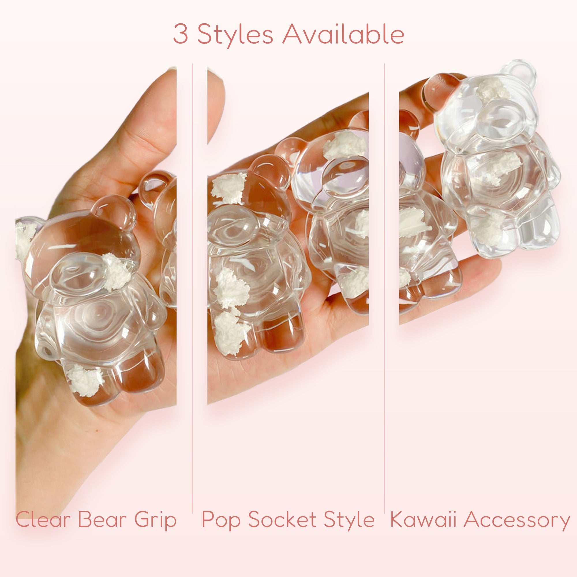 Clear Bear Phone Grip | Kawaii Resin Pop Socket Stand