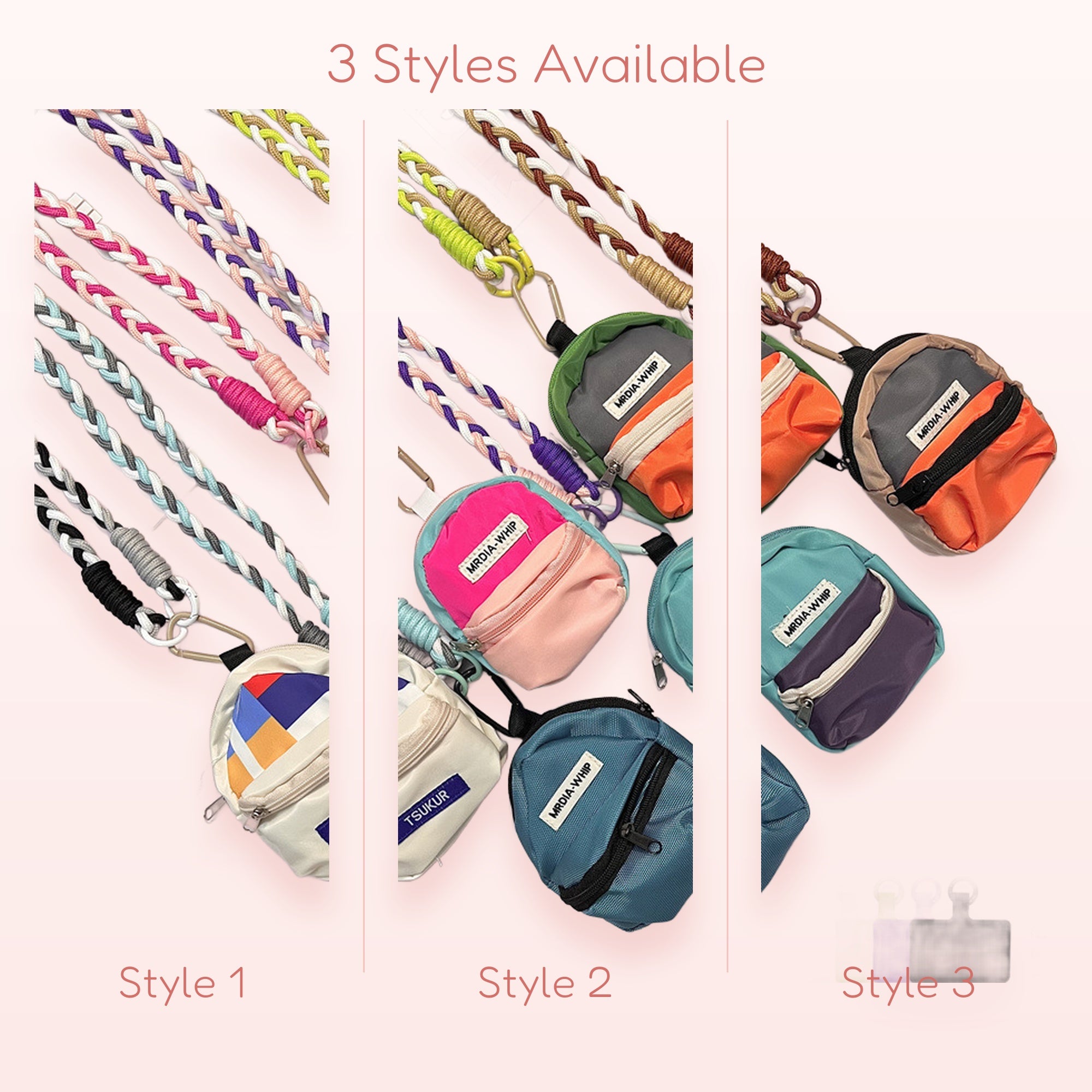 Braided Rope Mini Backpack Phone Charm Lanyard | Colorful Aesthetic Crossbody Strap