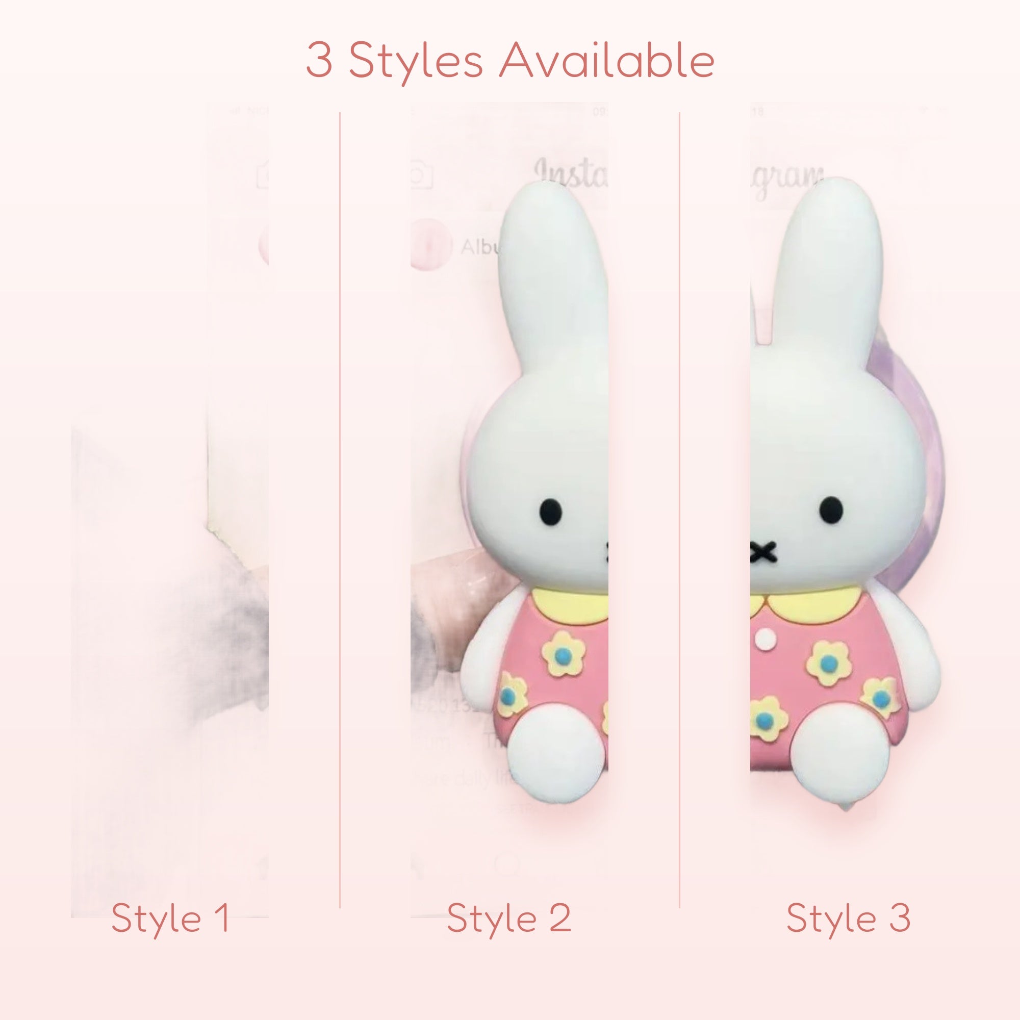 Cute Miffy Bunny Phone Grip | Pink Floral Dress Pop Socket Stand