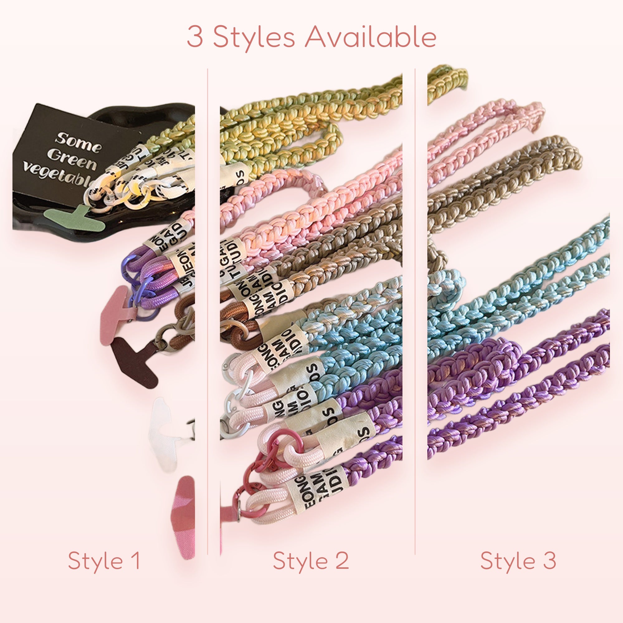 Braided Rope Phone Charm Lanyard | Pastel Woven Wrist Strap with T-Bar Connector