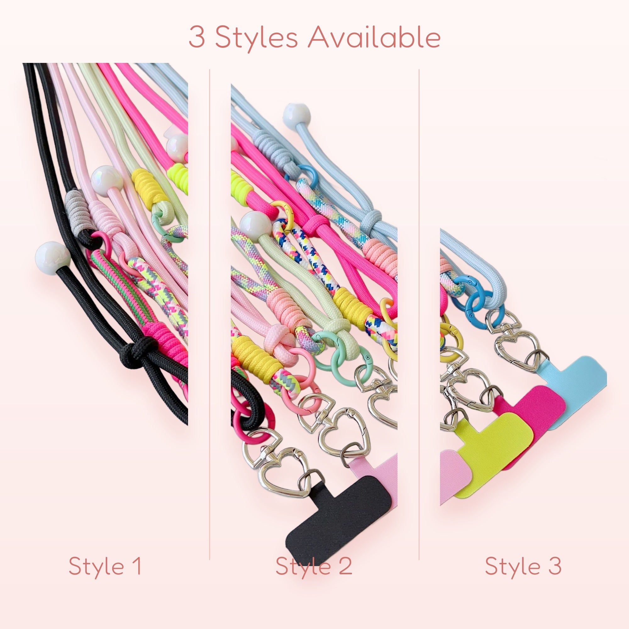 Colorful Braided Rope Phone Lanyard | Heart Clasp Adjustable Crossbody Phone Strap