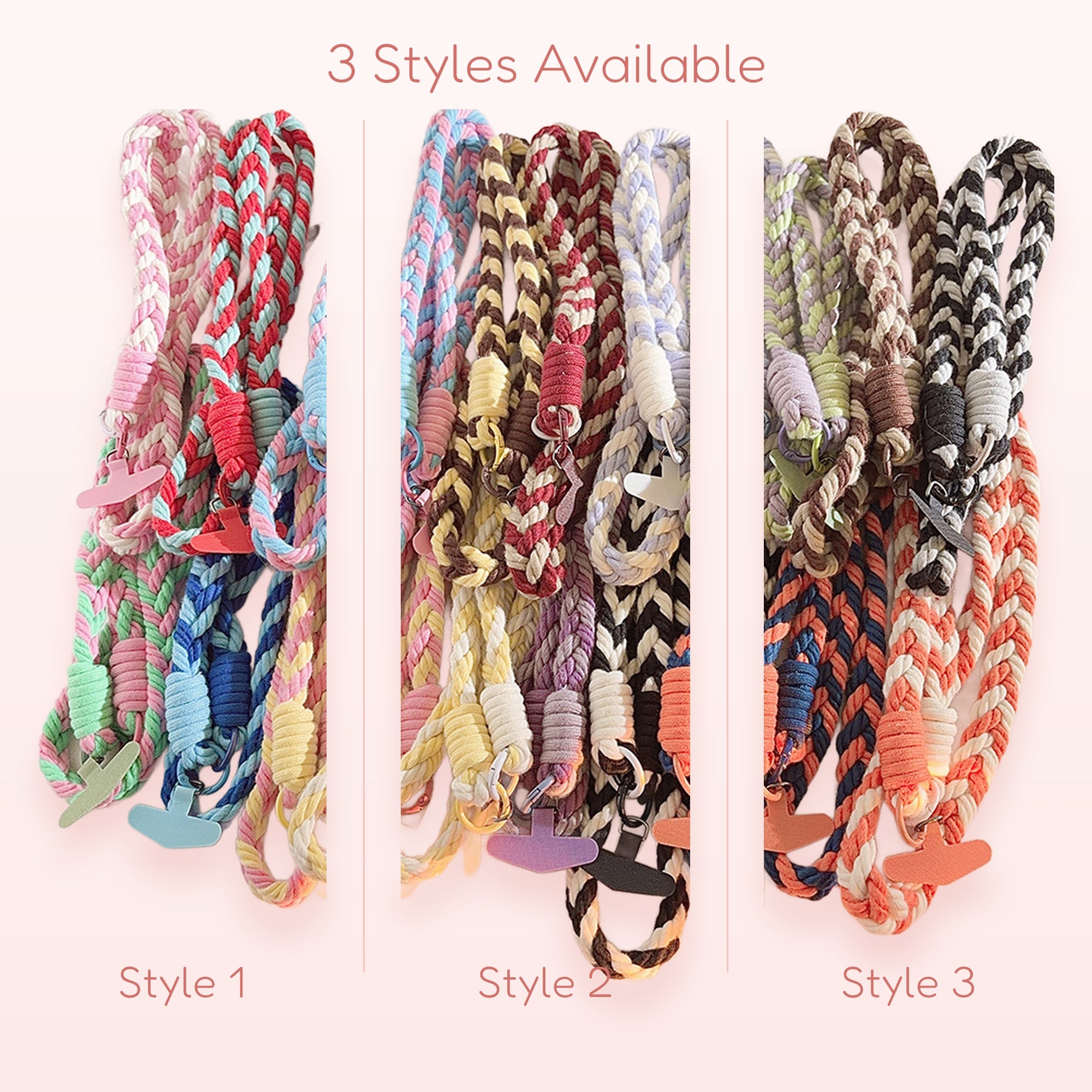 Braided Rope Phone Charm Lanyard | Colorful Woven Crossbody Strap with Phone Tab