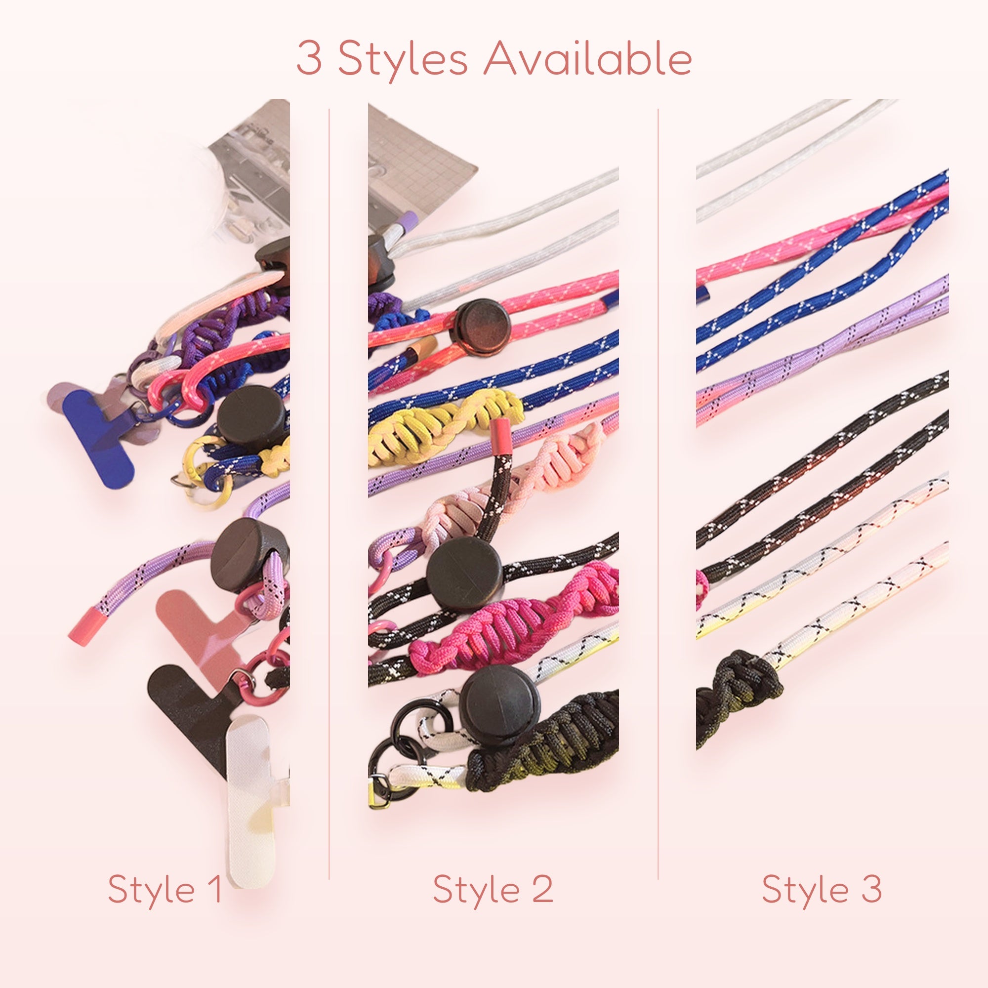 Colorful Braided Rope Phone Lanyard with Adjustable Slider | Aesthetic Crossbody Phone Strap