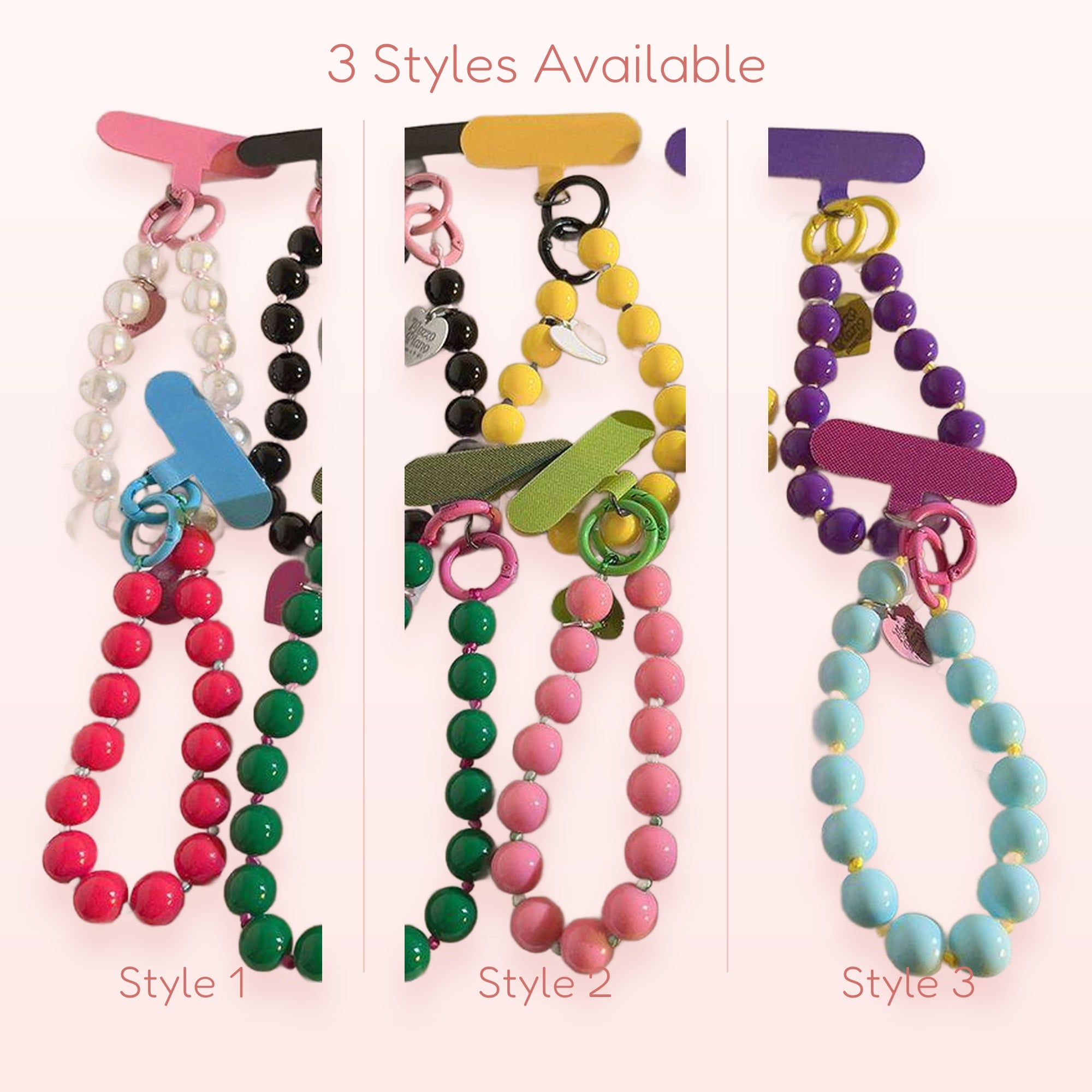 Colorful Beaded Phone Charm Straps with Flat Tabs | Y2K Aesthetic Phone Lanyards