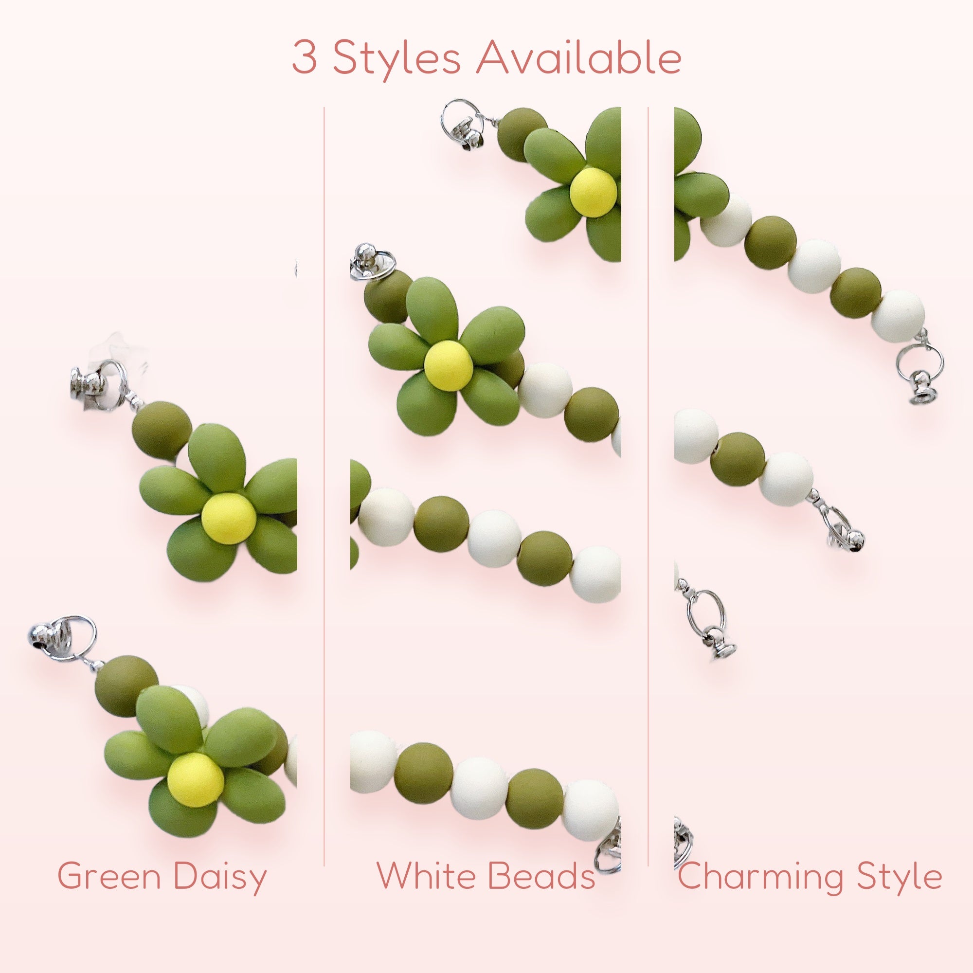 Kawaii Daisy Beaded Phone Charm Strap | Cute Green Wrist Lanyard | Y2K Aesthetic | Gift for Her | Trendy Phone Accessory