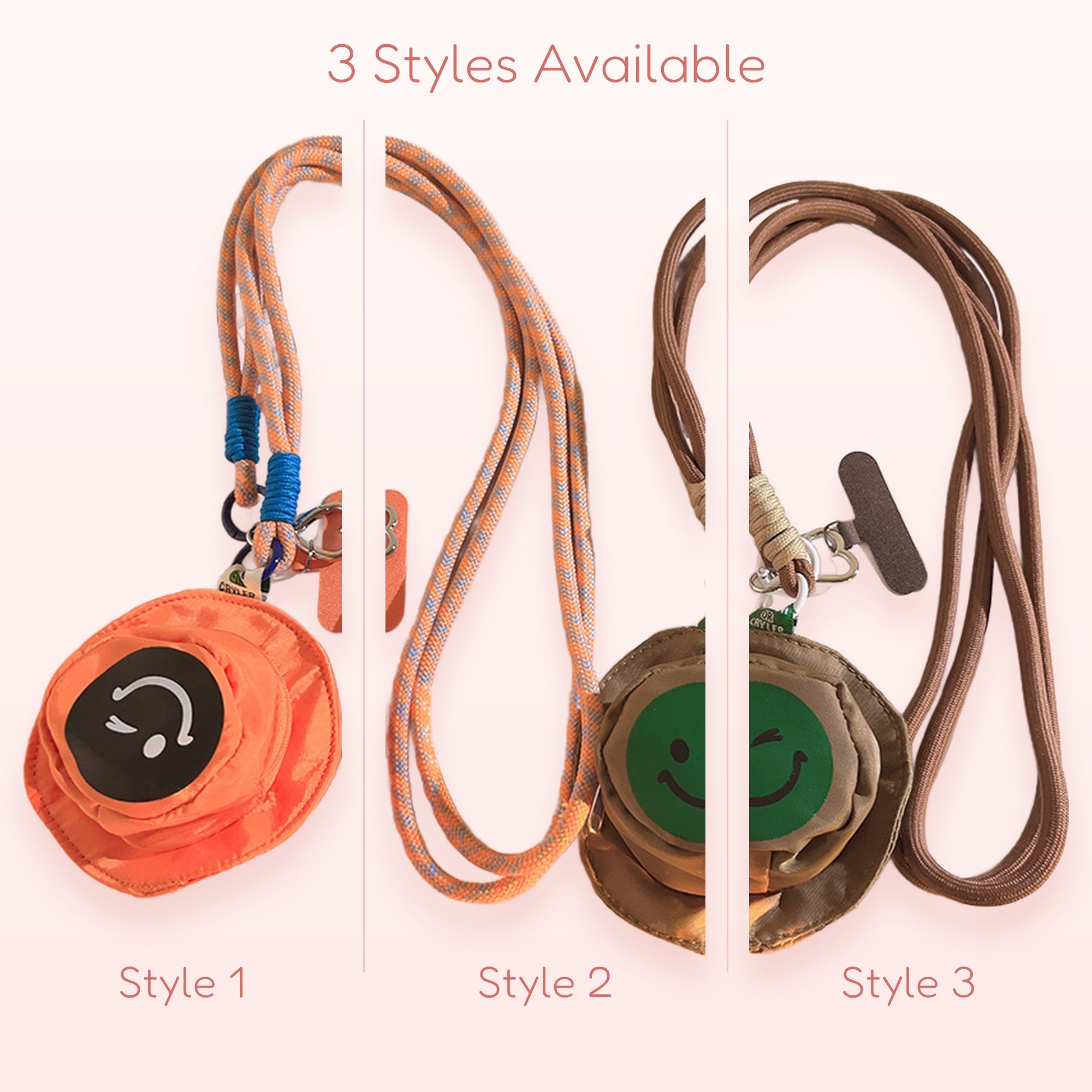 Cute Smiley Face Bucket Hat Phone Lanyard | Aesthetic Crossbody Phone Strap