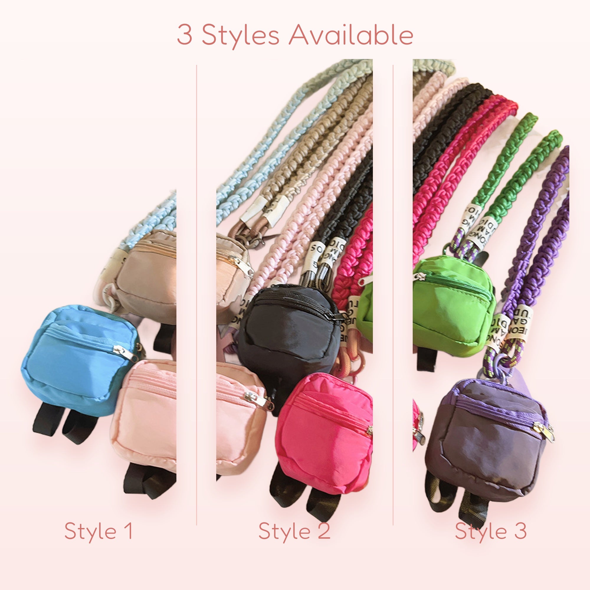 Mini Backpack Phone Charm Lanyard | Cute Braided Wrist Strap Keychain