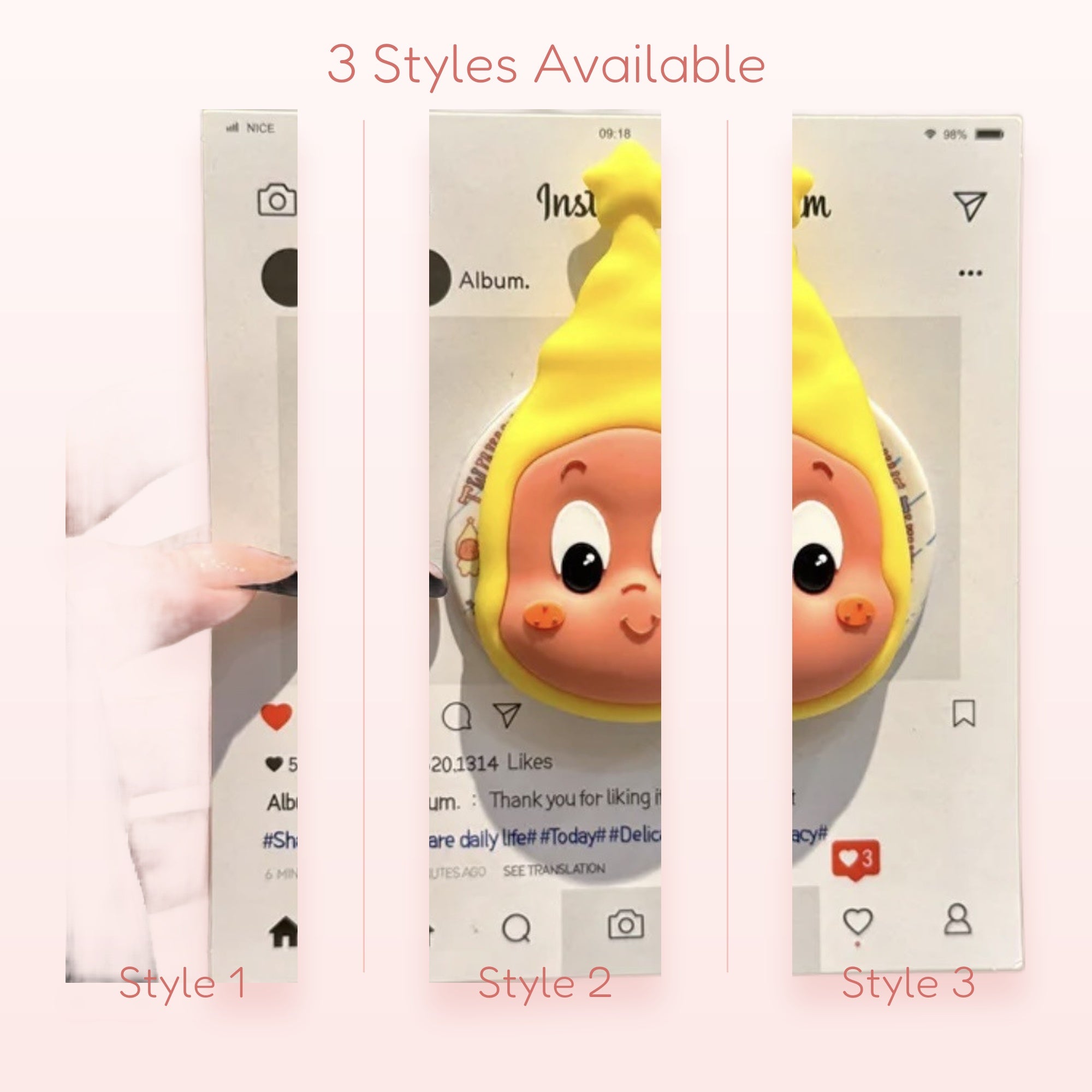Cute Yellow Baby Character Phone Grip | Kawaii Pop Socket Stand