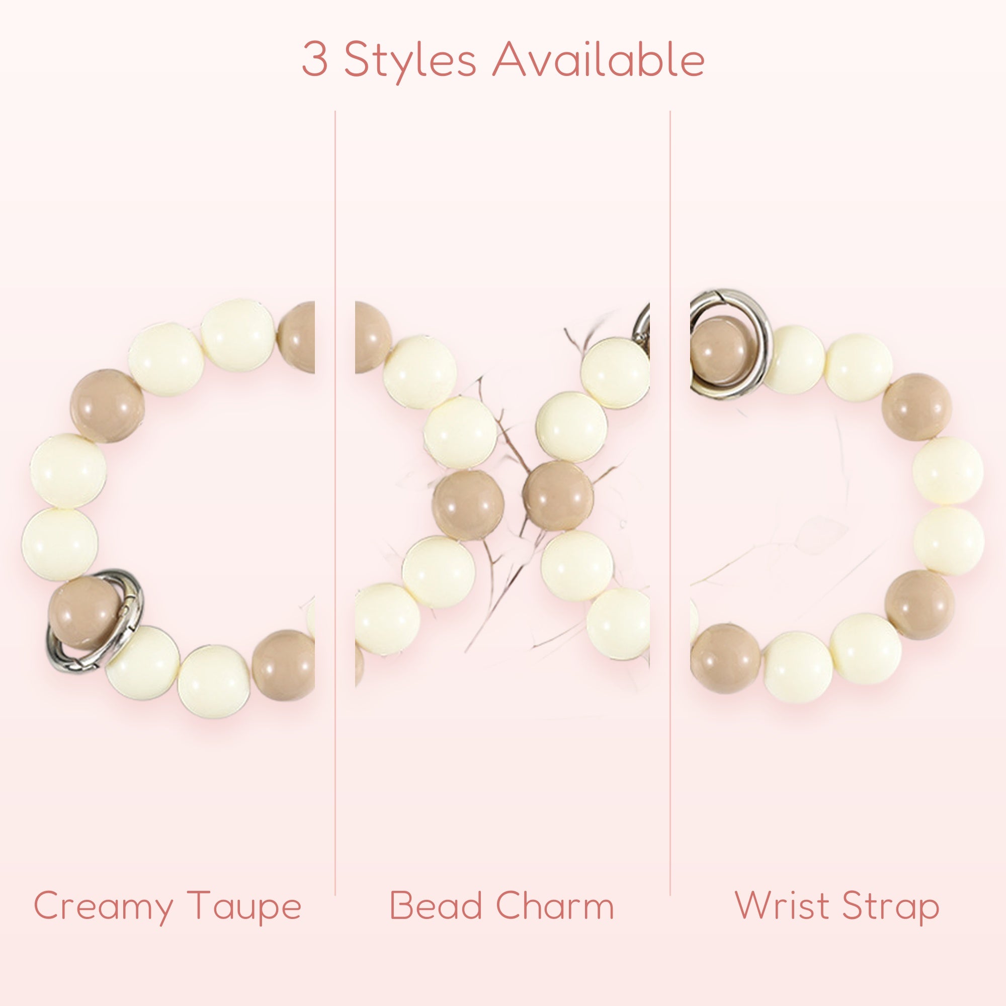 Quiet Luxury — Neutral Tone Beaded Phone Charm Wrist Lanyard