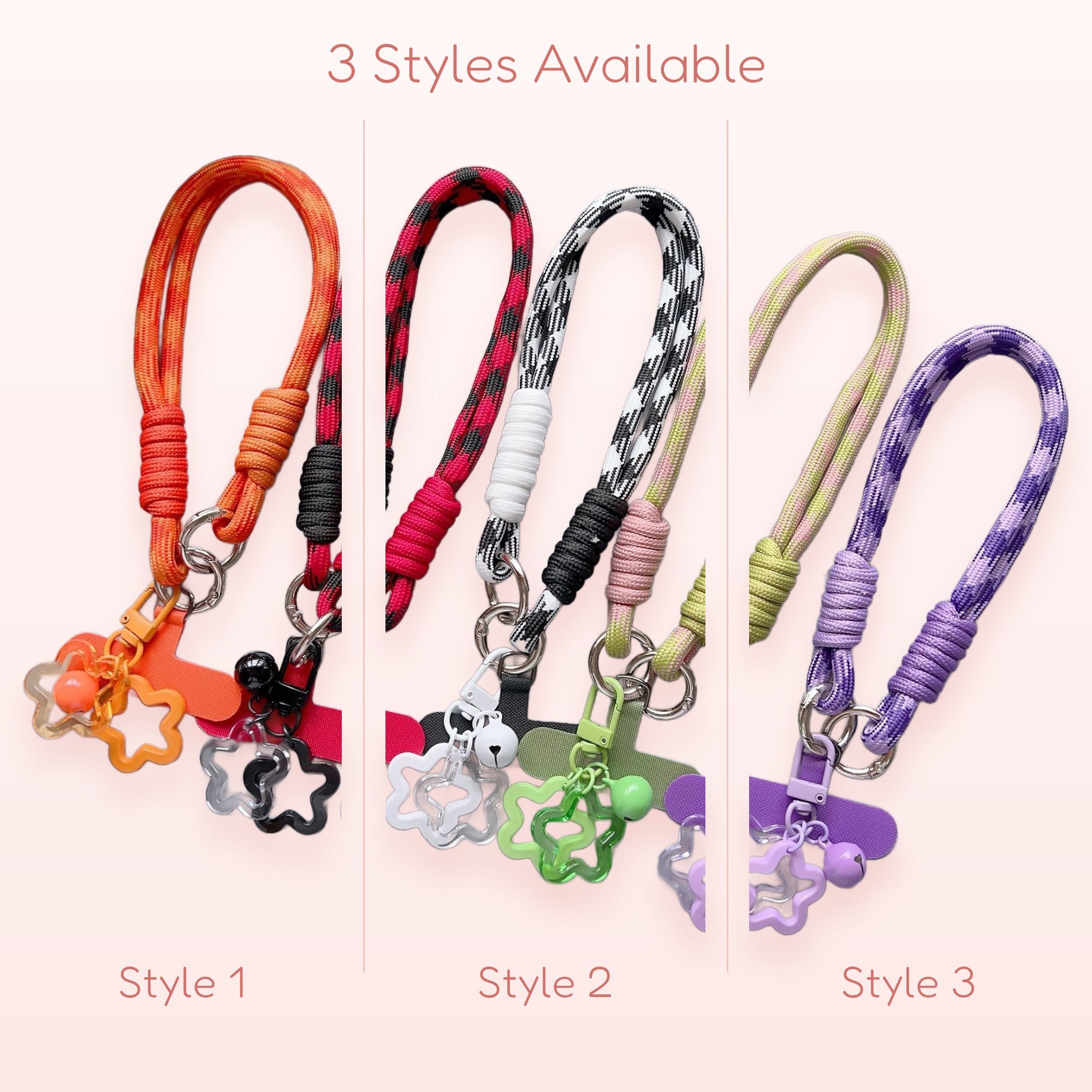 Colorful Braided Rope Phone Charm Strap | Aesthetic Star & Bell Wrist Lanyard