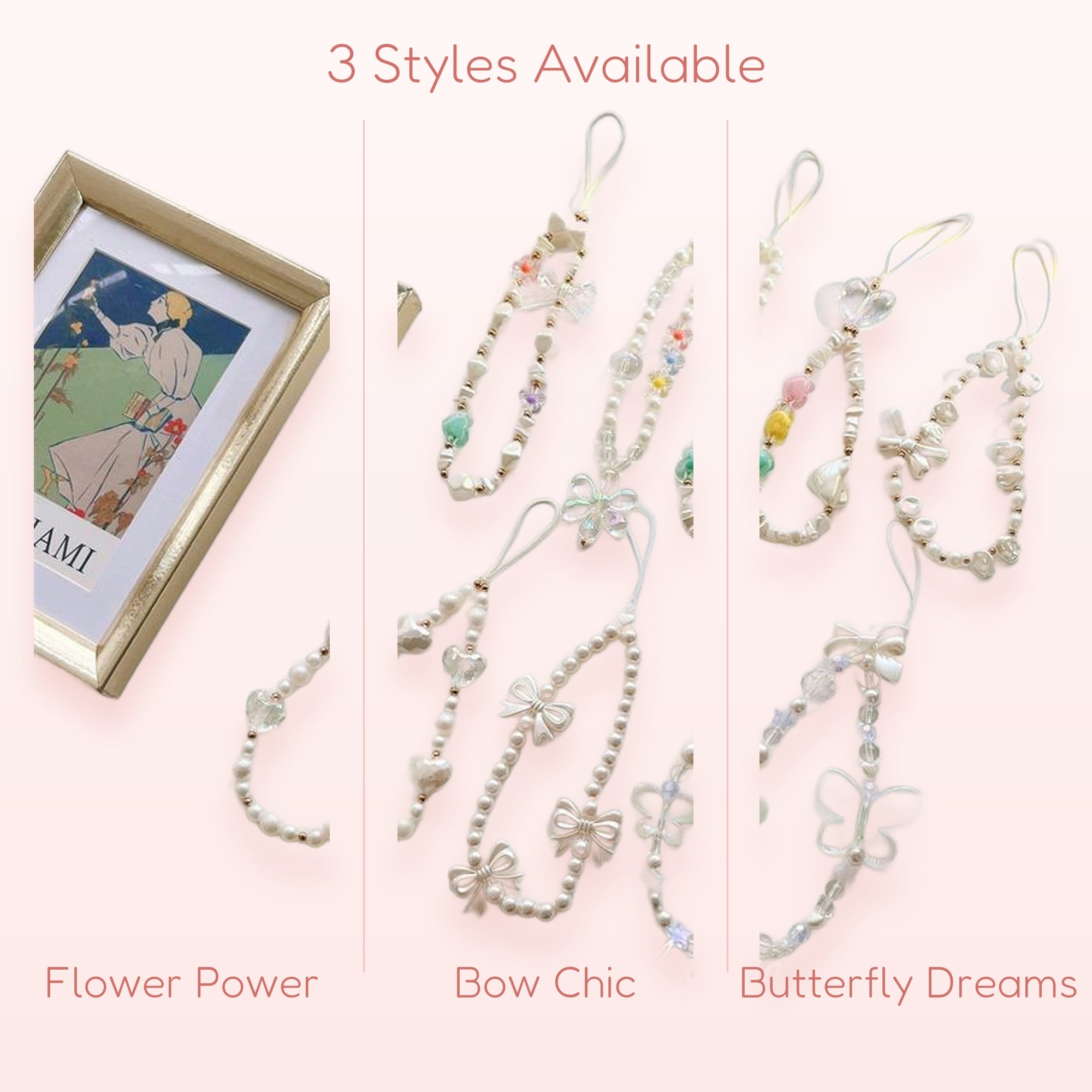 Kawaii Pearl Phone Charm Strap | Cute Beaded Wrist Lanyard | Y2K Aesthetic Phone Accessory | Gift for Her