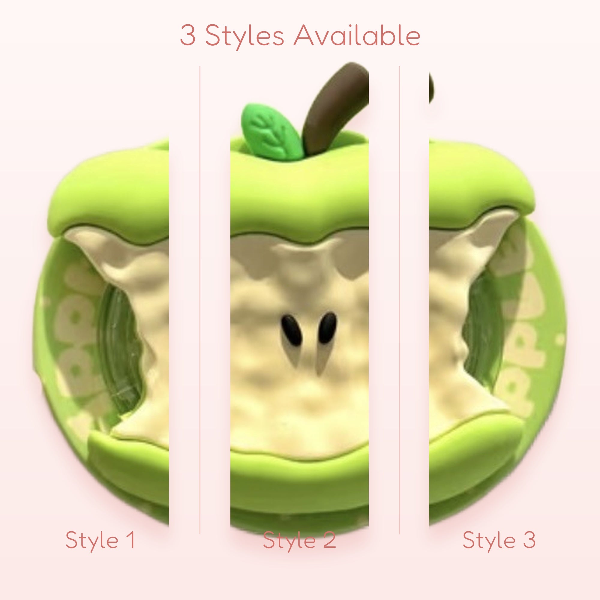 Kawaii Green Apple Core Phone Grip | Cute Bitten Fruit Pop Socket Stand