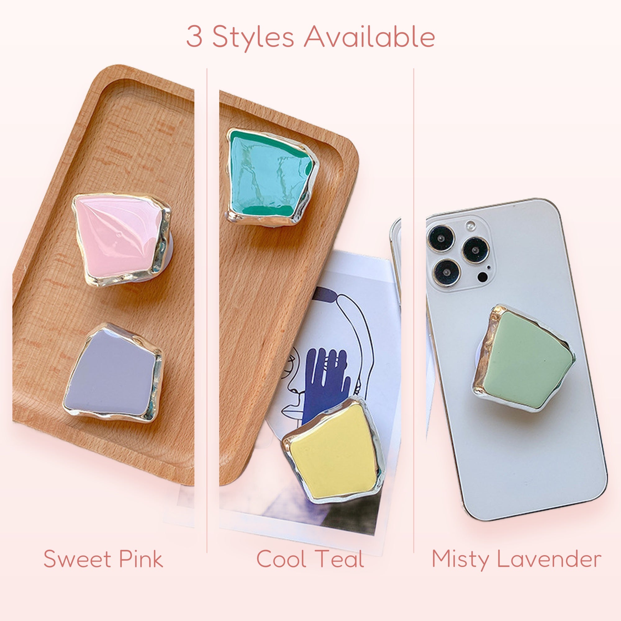 Irregular Pastel Phone Grip | Chunky Kawaii Phone Holder Stand | Cute Y2K Aesthetic | Gift for Her | Trendy Phone Accessory