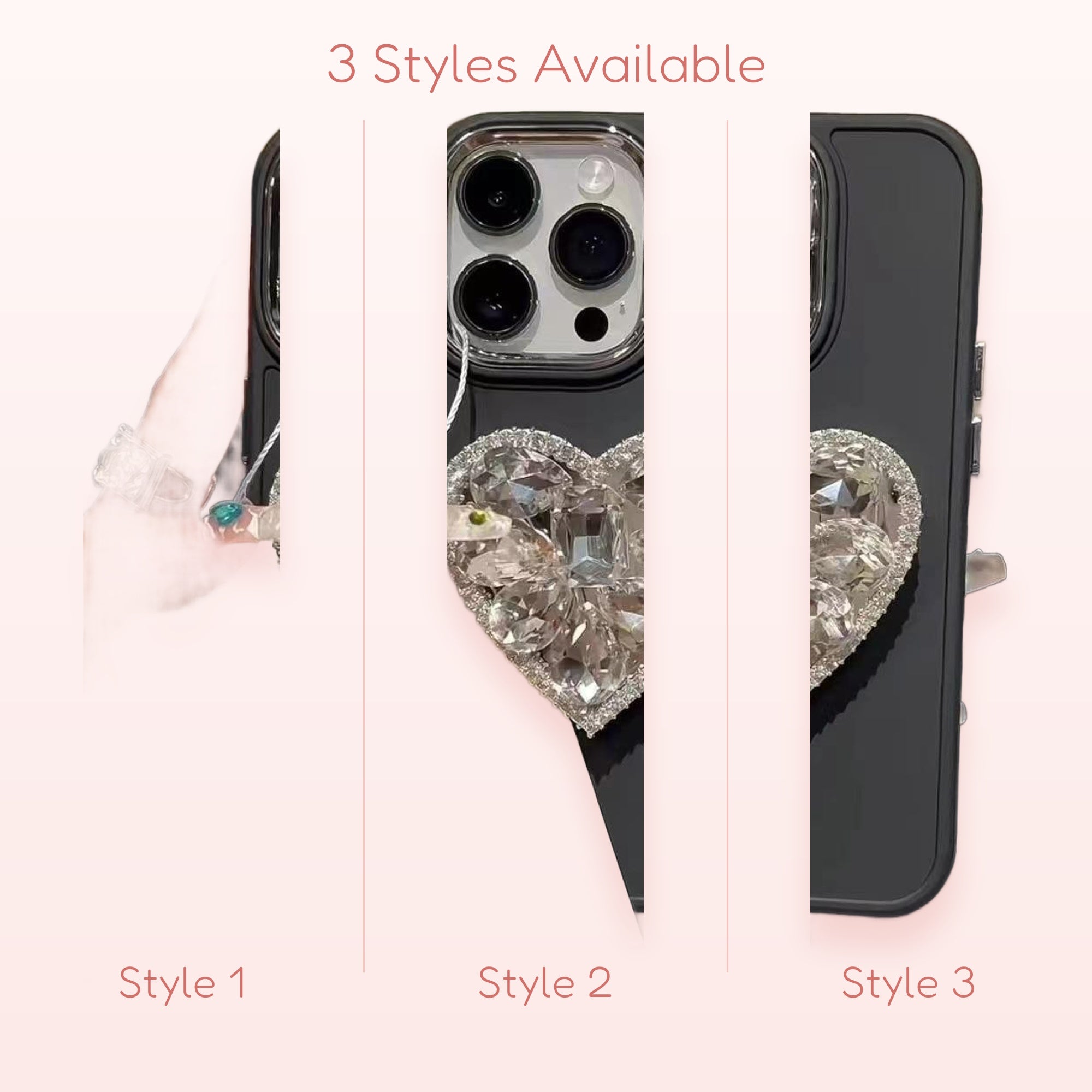 Sparkly Crystal Heart Phone Grip | Cute Rhinestone Pop Socket Stand