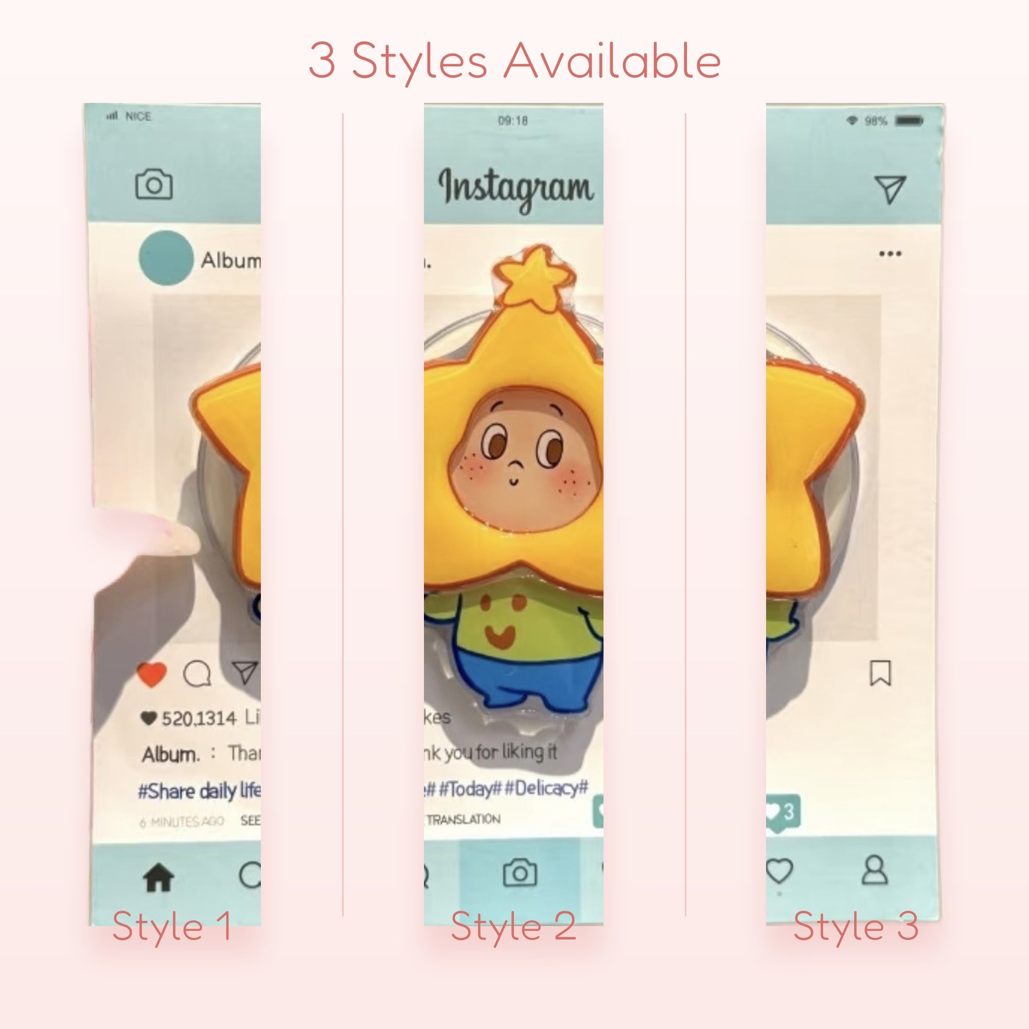 Cute Star Character Phone Grip | Kawaii Yellow Star Pop Socket Stand