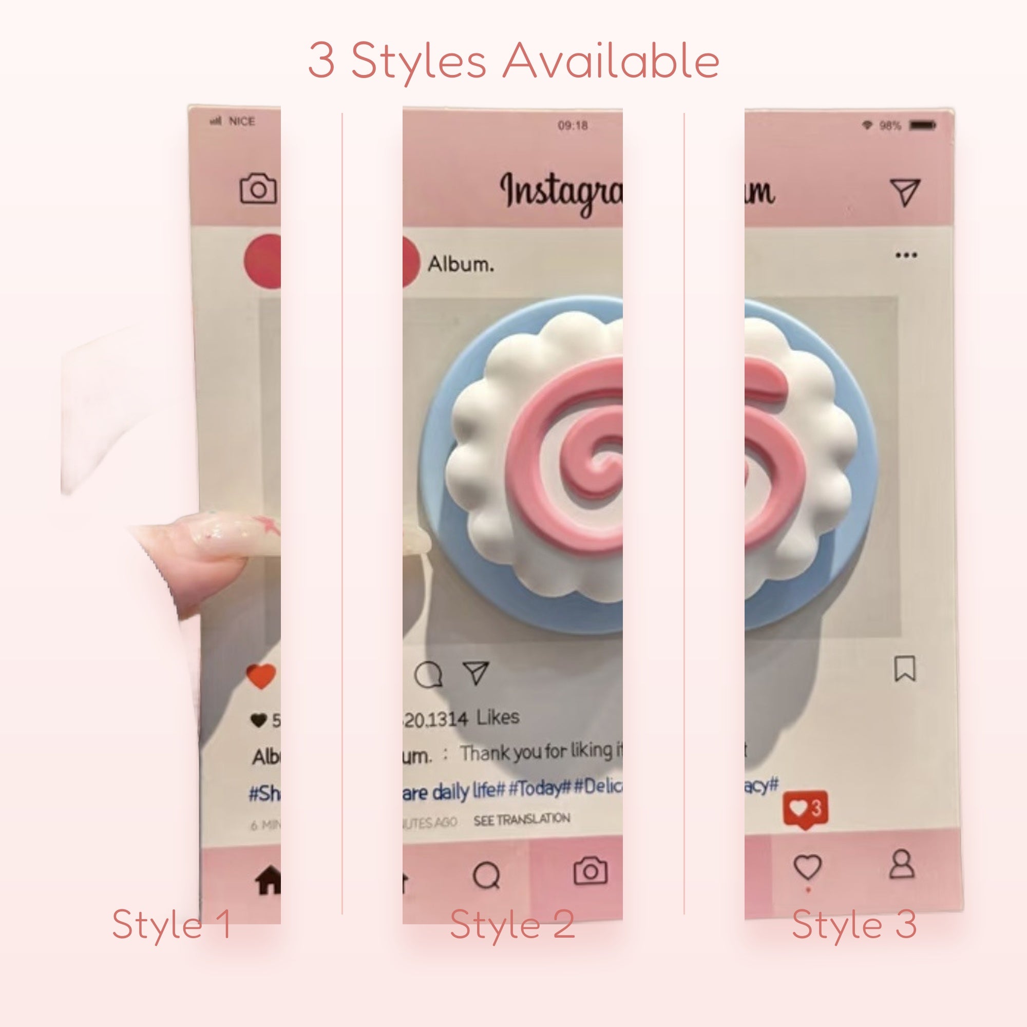 Cute Pink Swirl Cloud Phone Grip | Kawaii Pastel Blue Pop Socket Stand