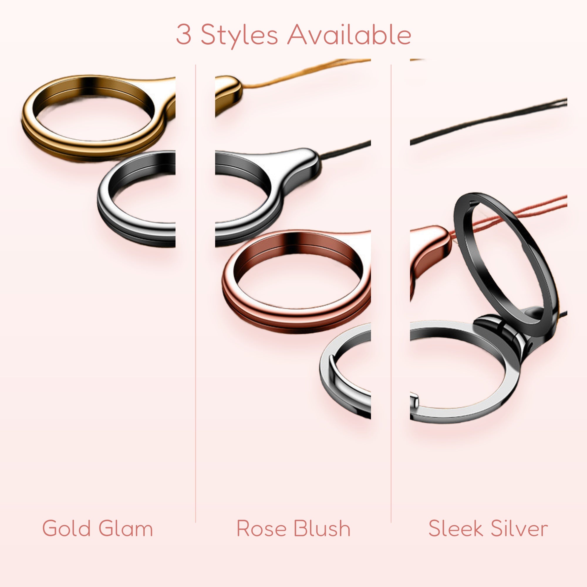 Metallic Phone Ring Holder | Cute Finger Grip Stand | Kawaii Phone Lanyard | Y2K Aesthetic | Gift for Her