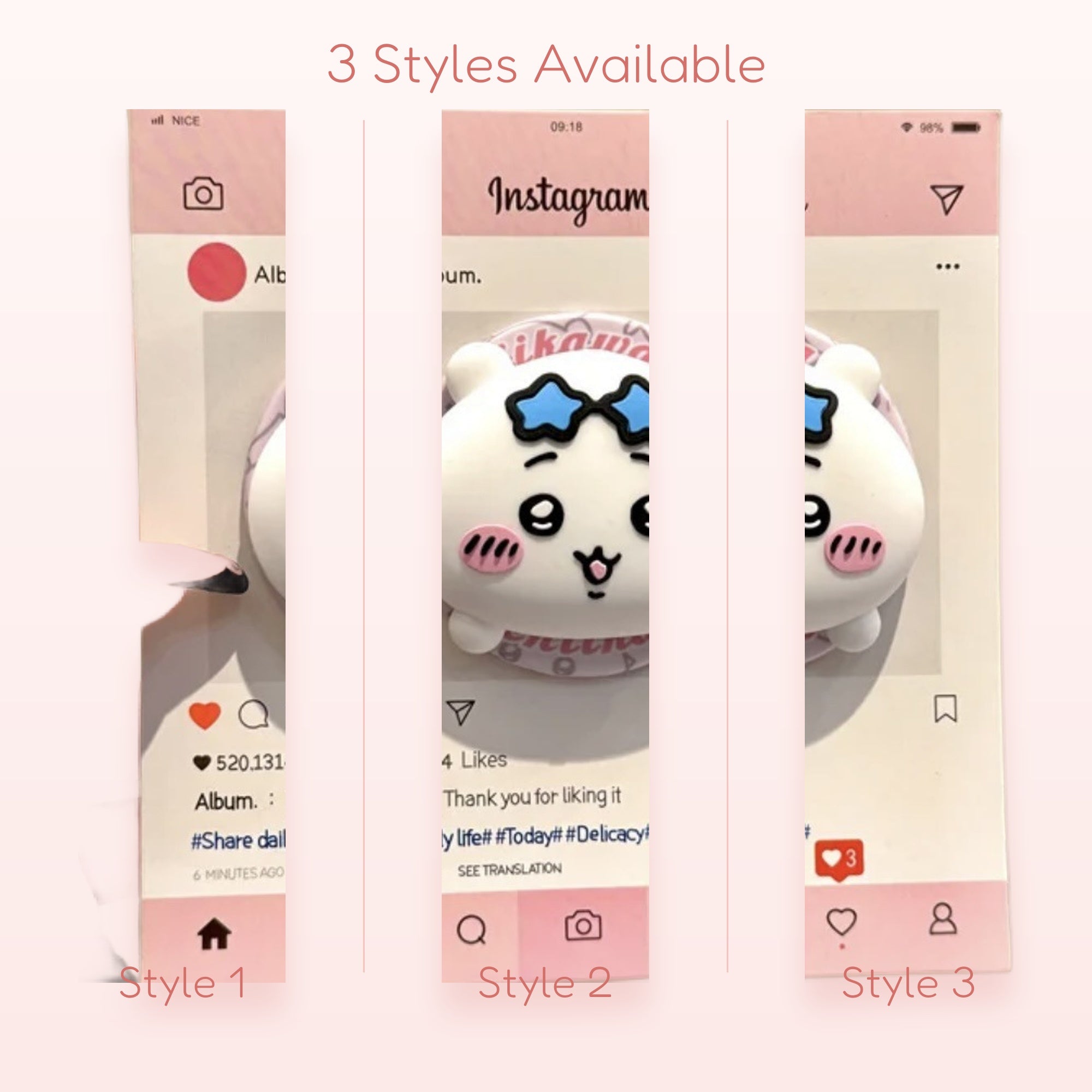 Kawaii White Hamster Phone Grip with Blue Star Glasses | Cute Pop Socket Stand