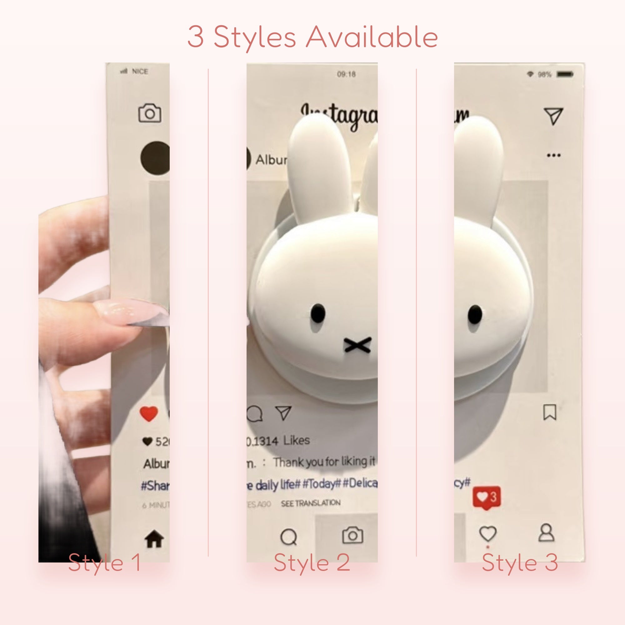 Cute White Miffy Bunny Phone Grip | Kawaii Pop Socket Stand
