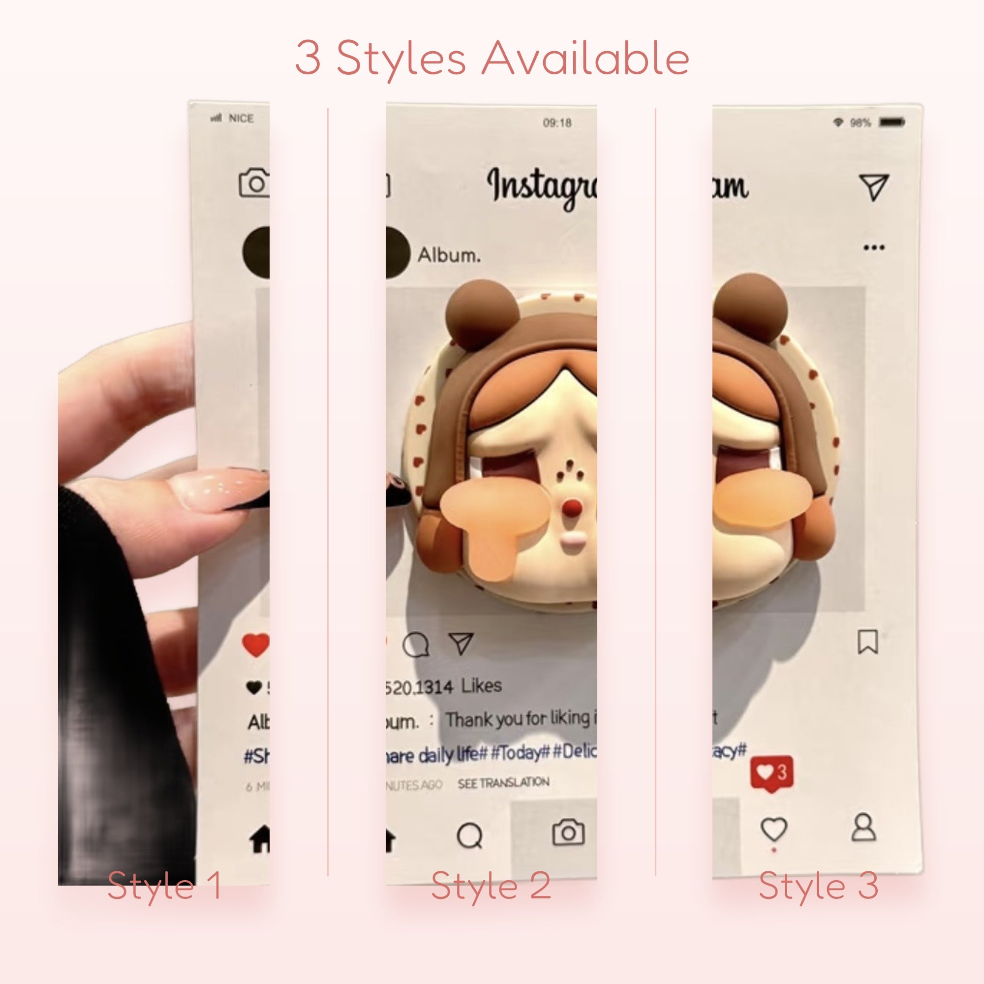 Cute Brown Bear Hooded Girl Phone Grip | Kawaii Pop Socket Stand