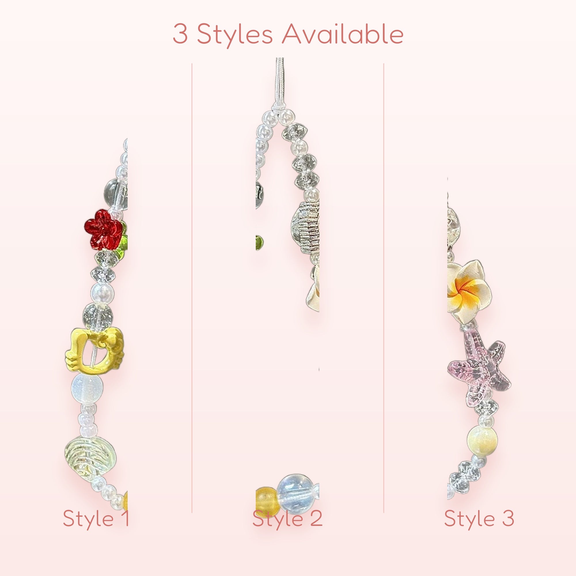 Aesthetic Beaded Phone Charm Strap | Kawaii Flower & Starfish Wrist Lanyard