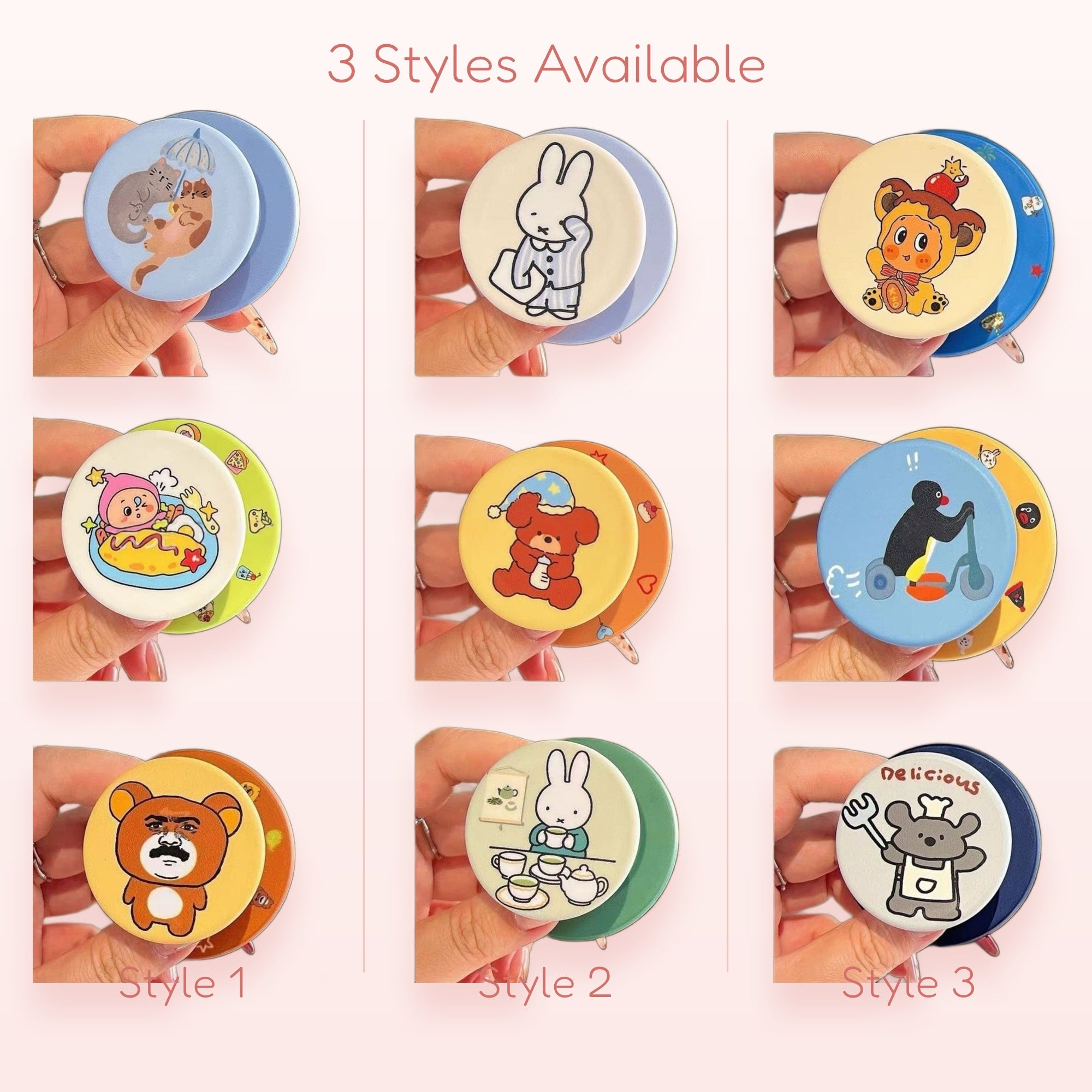 Cute Cartoon Character Phone Grip | Kawaii Expandable Pop Socket Stand