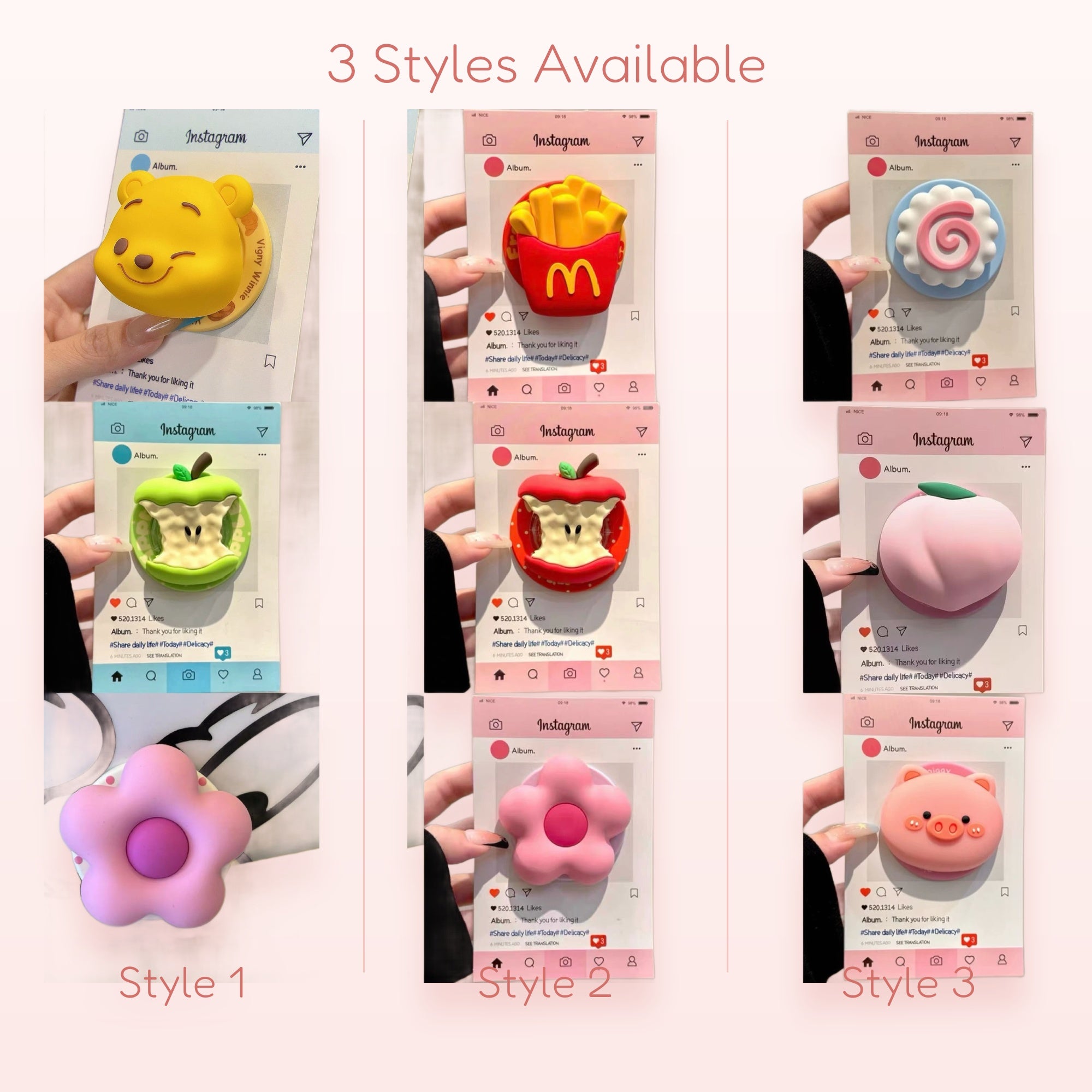 SIMPLYBUBBI — Whimsical Food & Animal Phone Grip | Kawaii Pop Socket Holder
