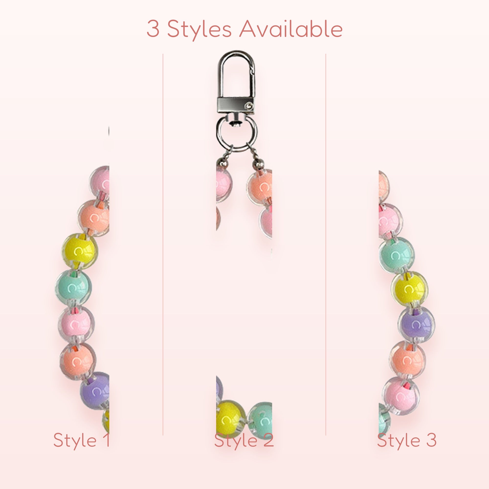 Candy Color Crystal Beaded Phone Charm | Pastel Clear Bead Wrist Strap