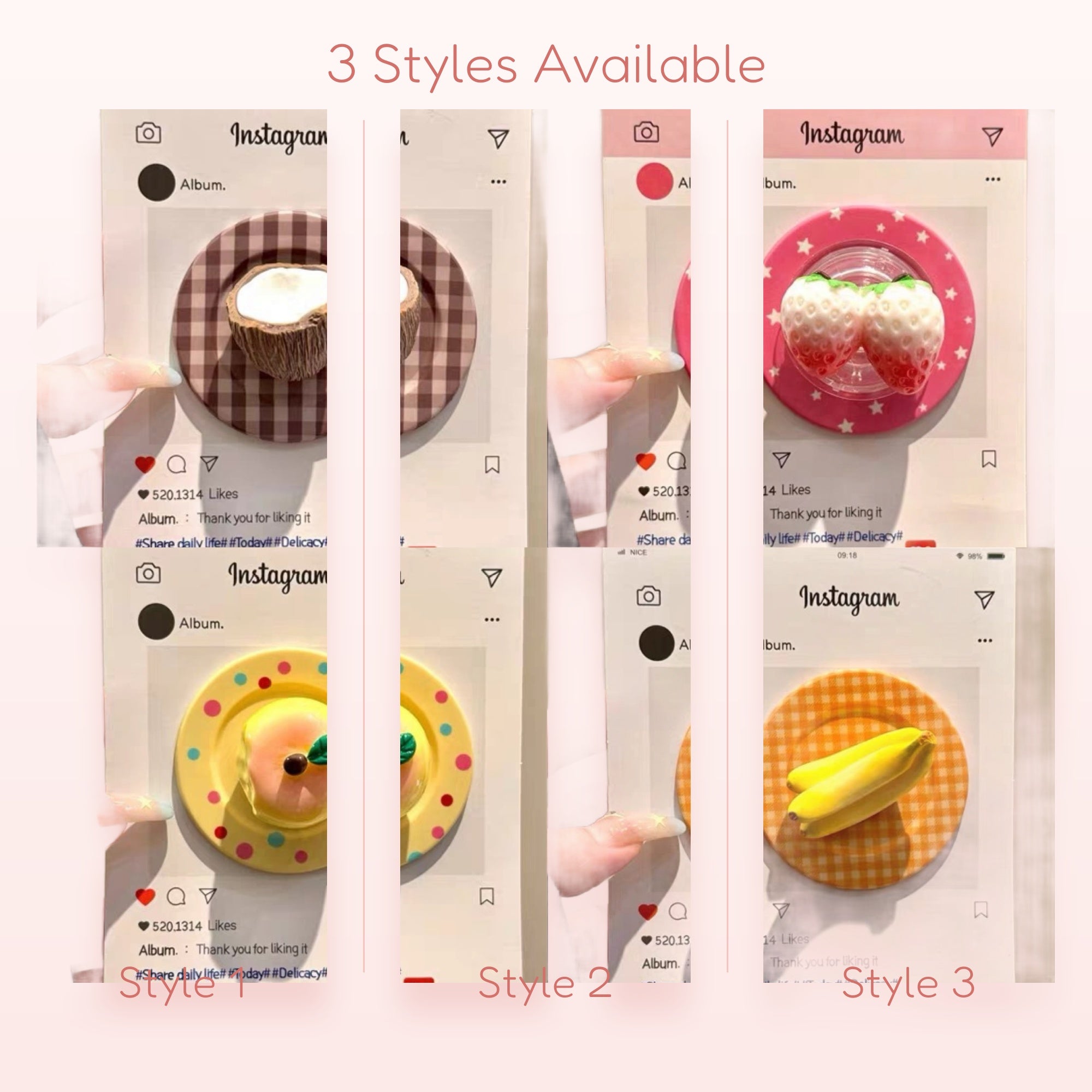Kawaii Fruit Dessert Phone Grip Set | Aesthetic Food Pop Socket Stand