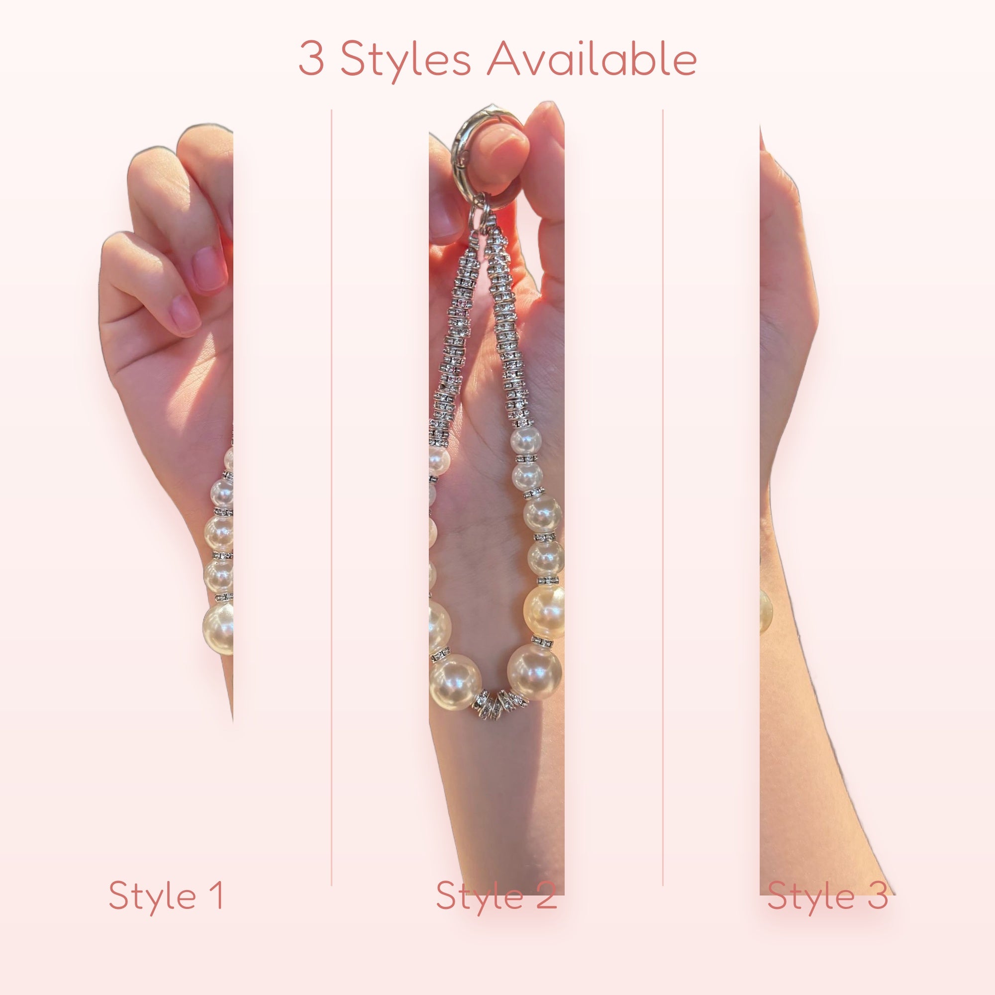Sparkling Pearl Phone Charm Strap | Elegant Beaded Wrist Lanyard
