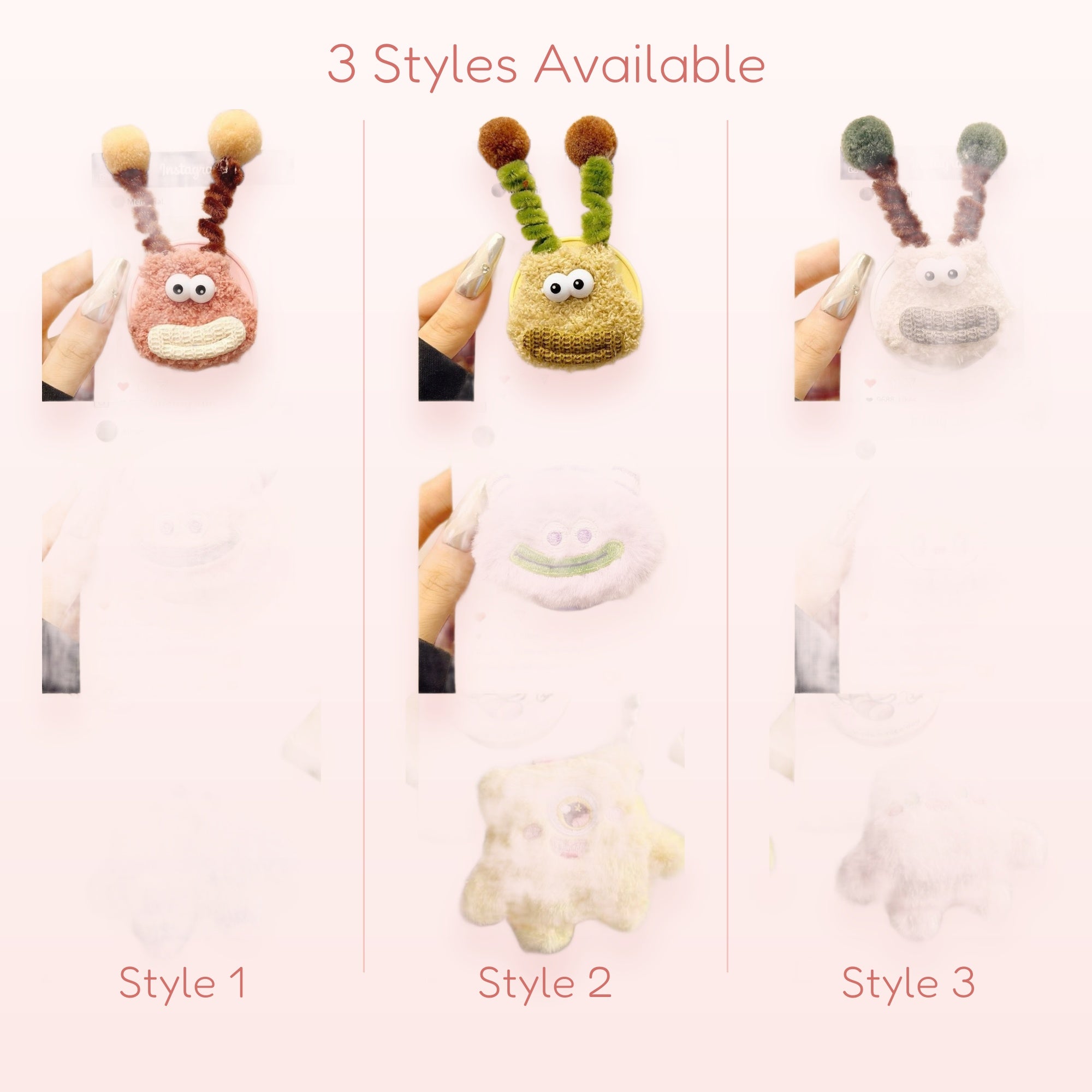Kawaii Fluffy Monster Phone Grip | Cute Plush Pop Socket Stand