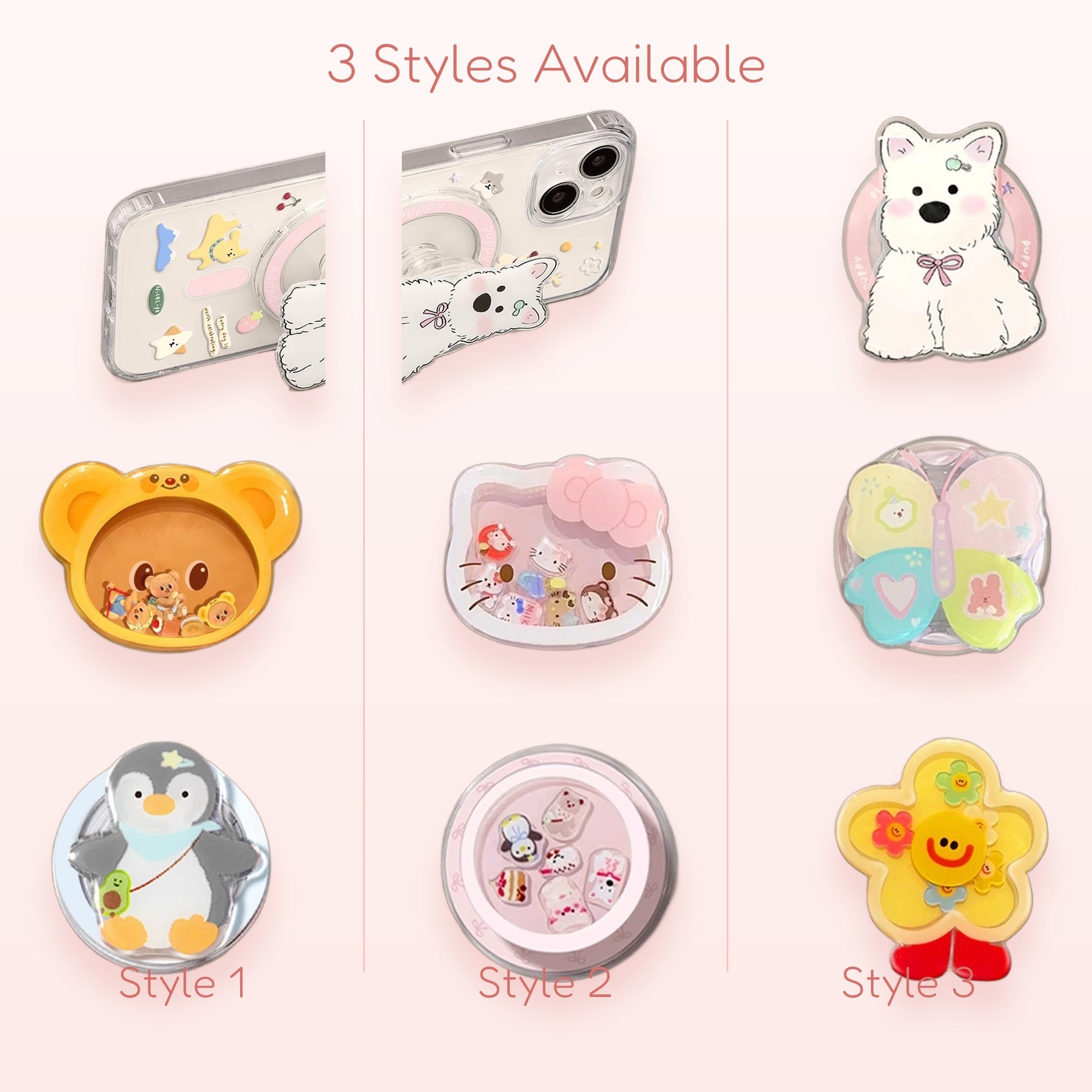 Cute Cartoon Animal Phone Grips | Kawaii Pop Socket Stand for iPhone & Android