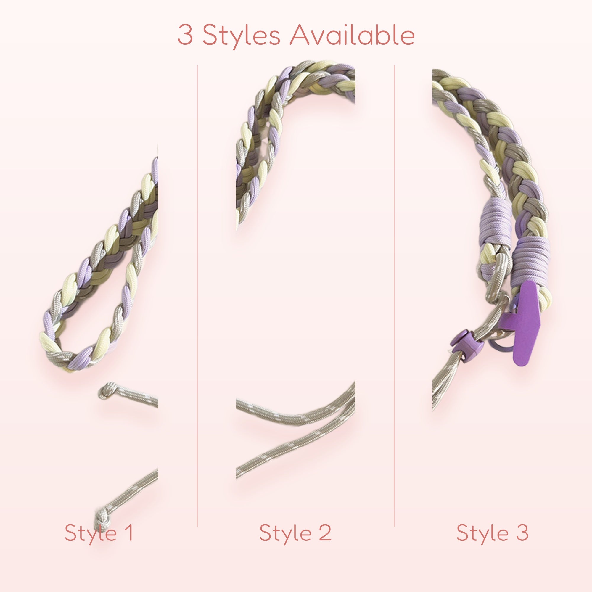SIMPLYBUBBI — Braided Pastel Wrist Lanyard | Purple & Yellow Phone Strap