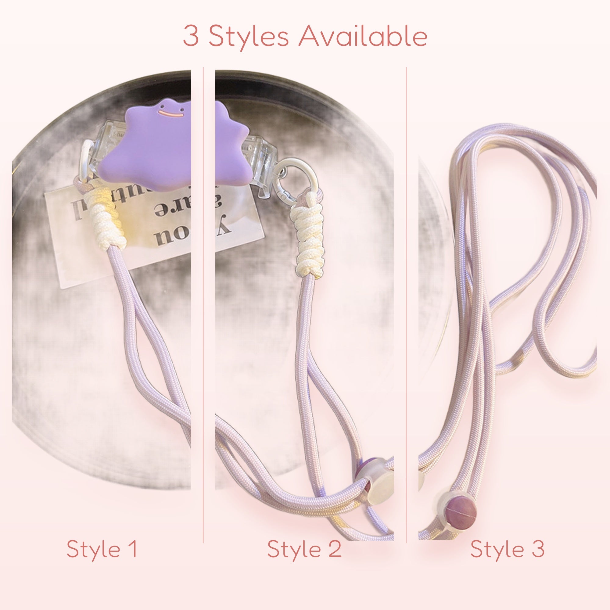 Kawaii Purple Ditto Phone Lanyard | Pastel Purple Adjustable Neck Strap