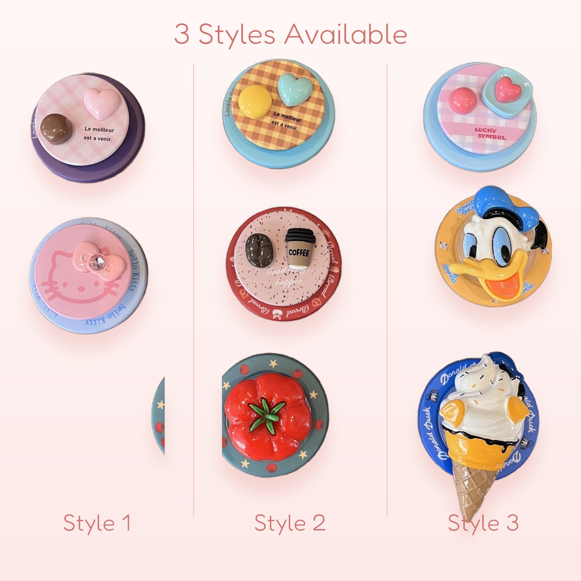 Kawaii Assorted Character & Food Phone Grips | Cute Pop Socket Stand for Phones