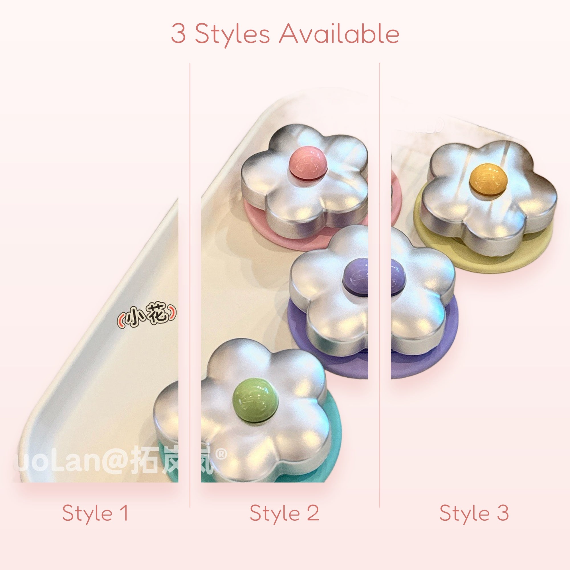 Metallic Flower Phone Grip | Cute Pastel Silicone Pop Socket Stand