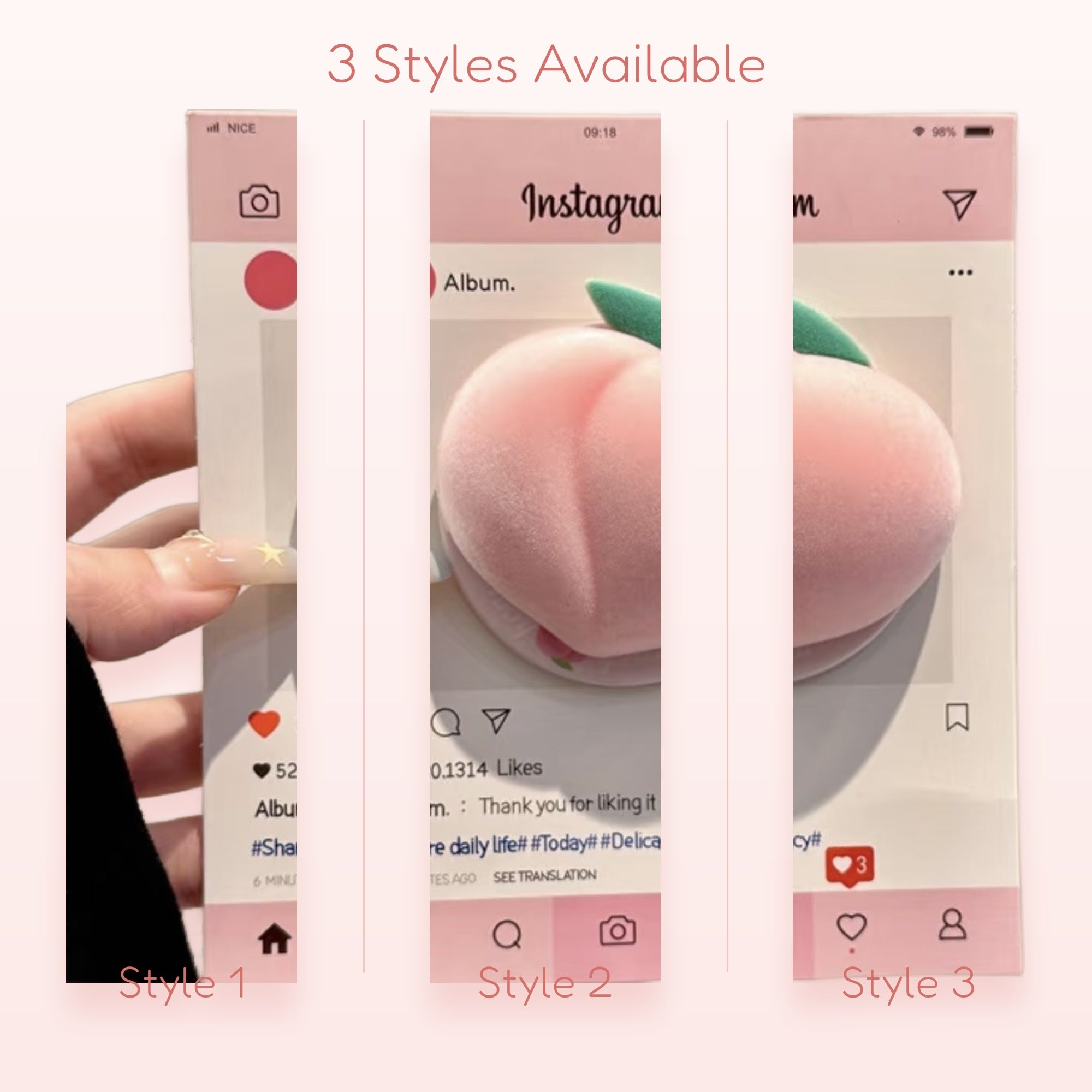 Fluffy Pink Peach Phone Grip | Kawaii Pop Socket Stand for Girls