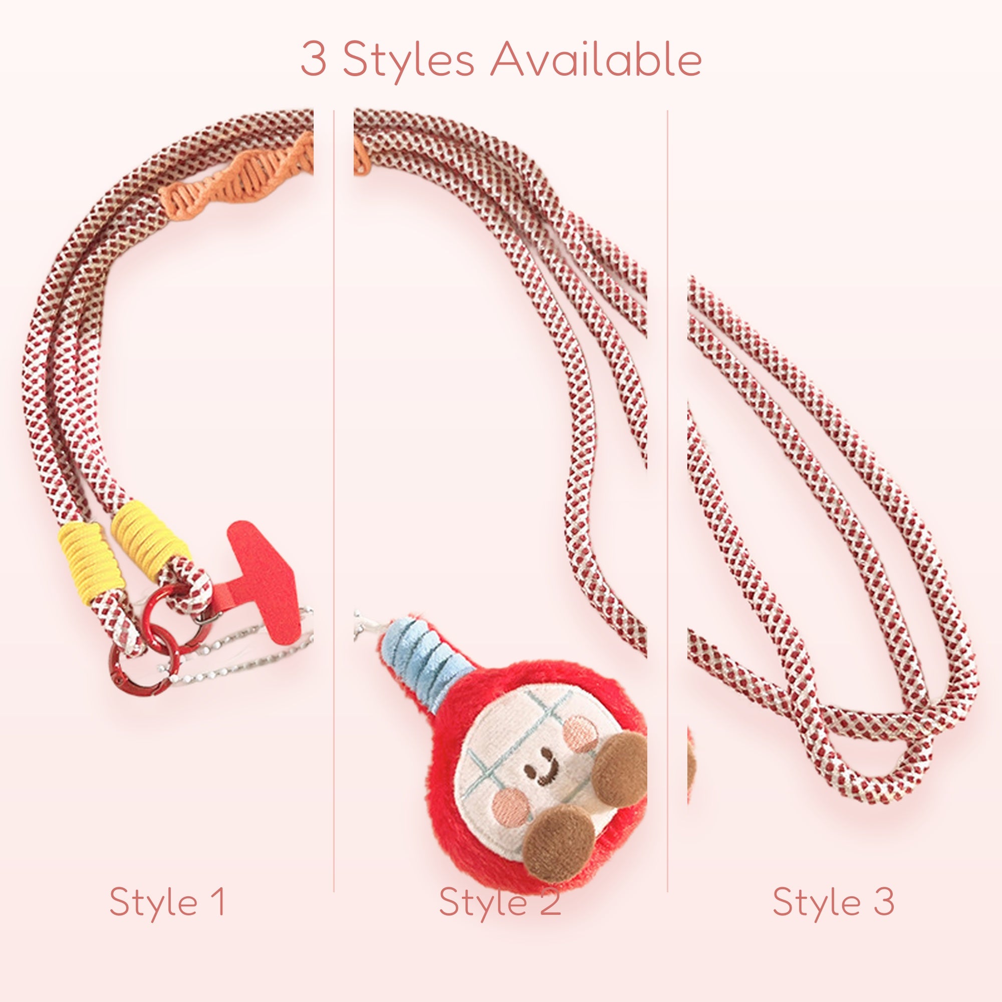 Cute Red & White Rope Phone Lanyard | Kawaii Plush Character Phone Strap