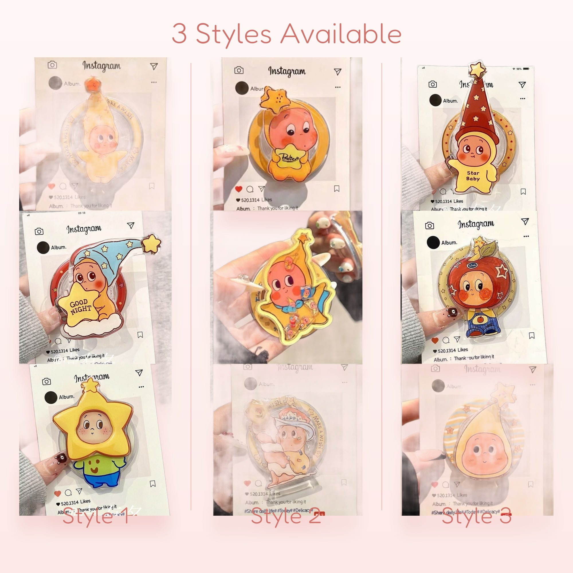 Kawaii Star Baby Phone Grip | Cute Cartoon Character Pop Socket Stand