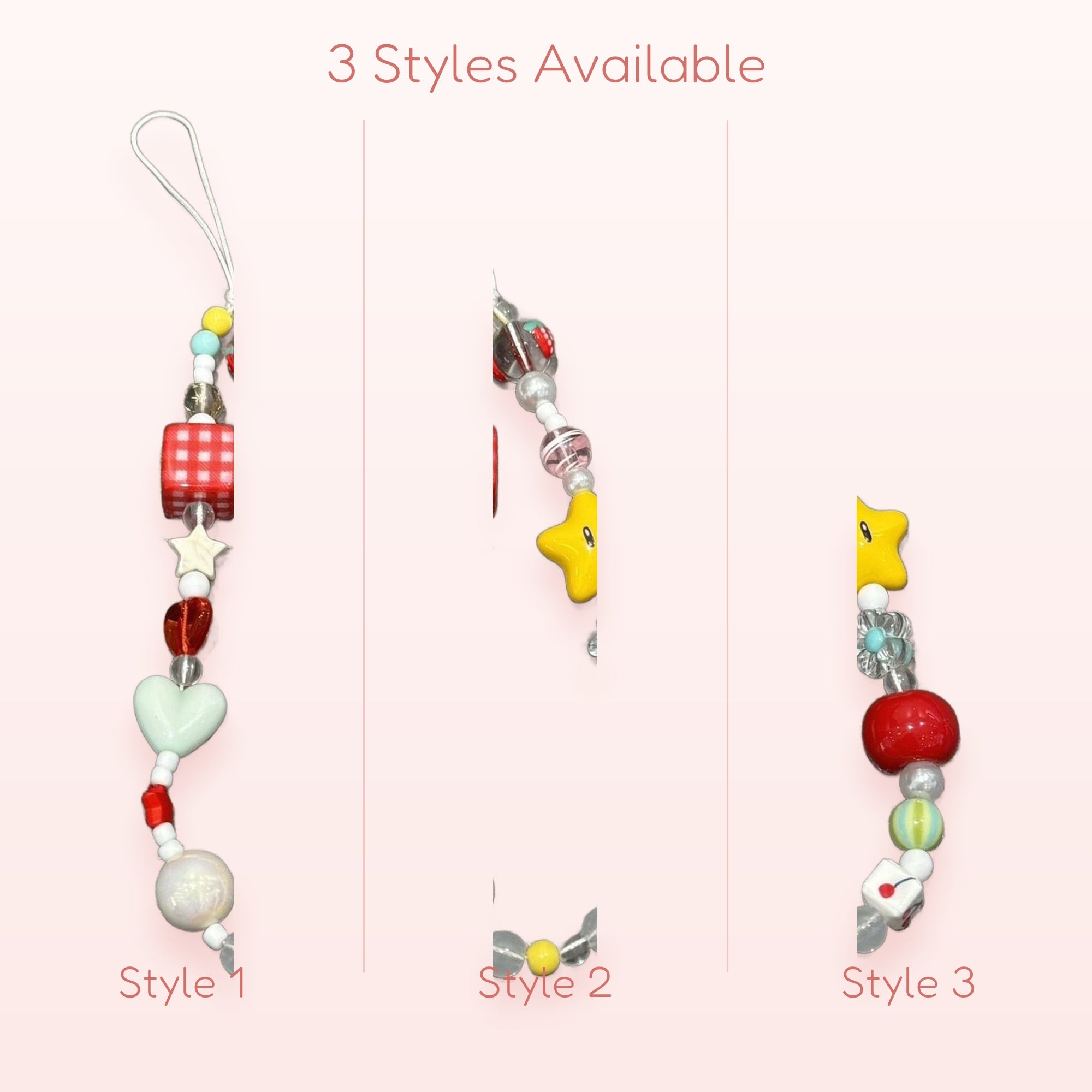 Kawaii Beaded Phone Charm Strap | Y2K Star & Heart Wrist Lanyard