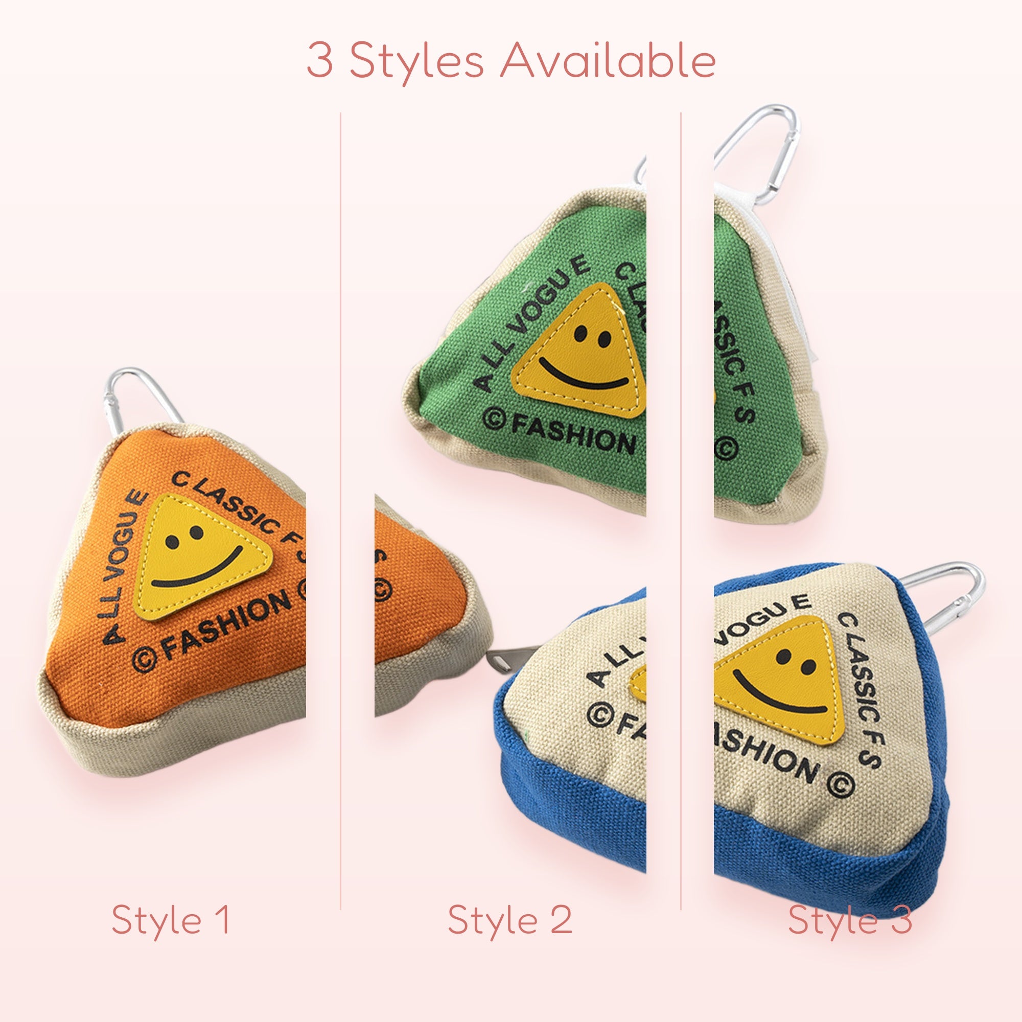 Kawaii Triangle Pouch Phone Charm | Canvas Smiley Face Keyring