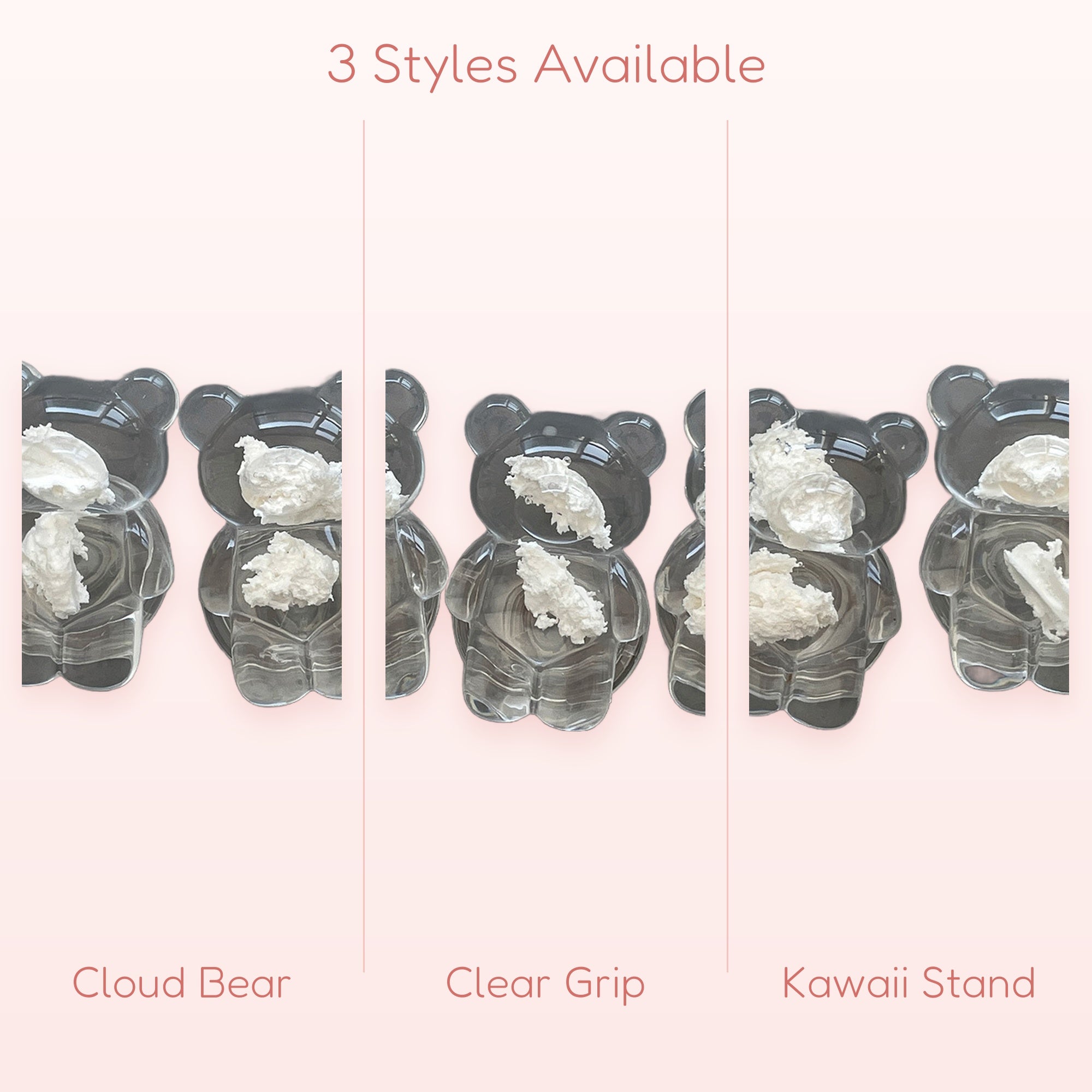 Clear Bear Cloud Phone Grip | Cute Kawaii Phone Stand