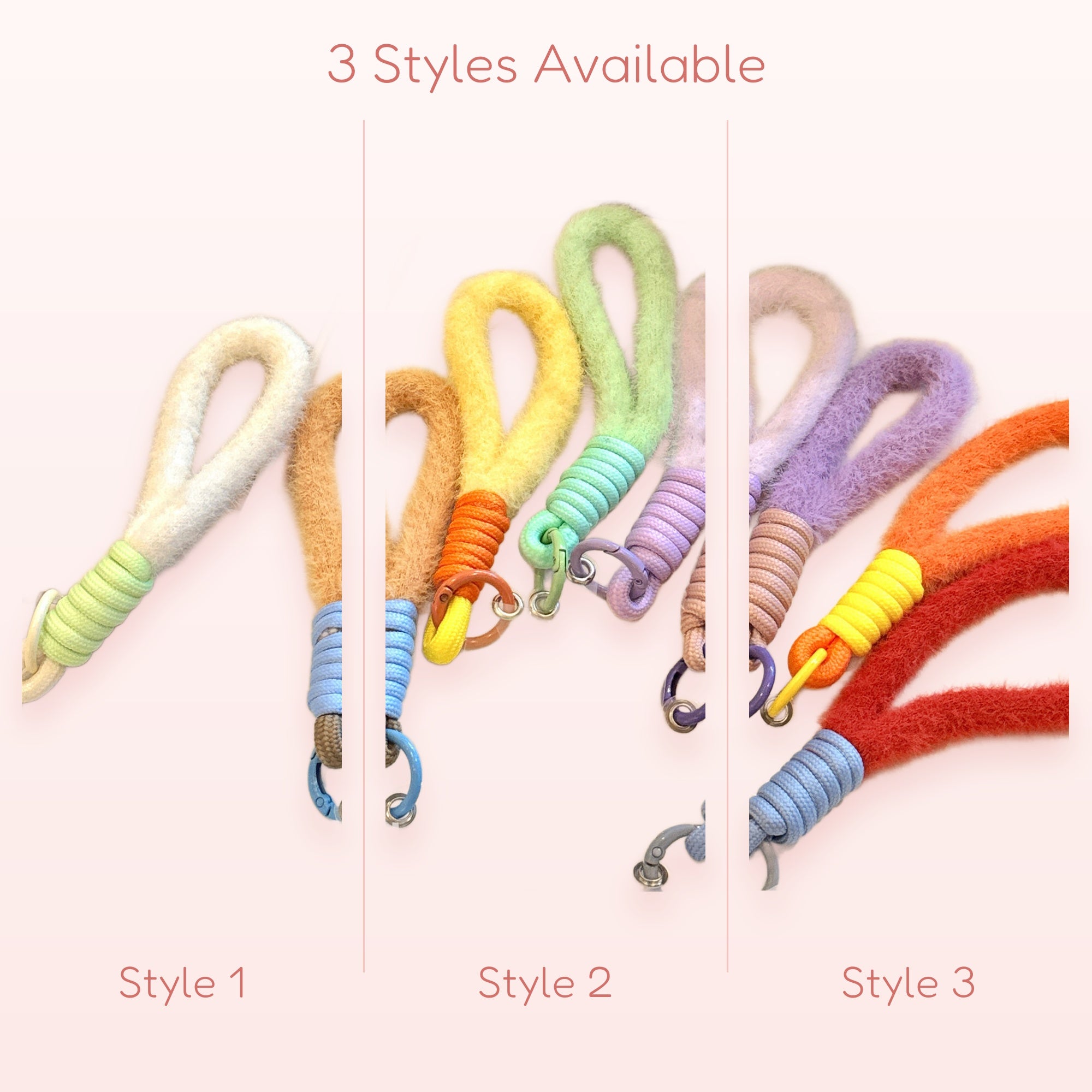 Rainbow Fluffy Wrist Phone Charm | Aesthetic Colorful Plush Lanyard Strap