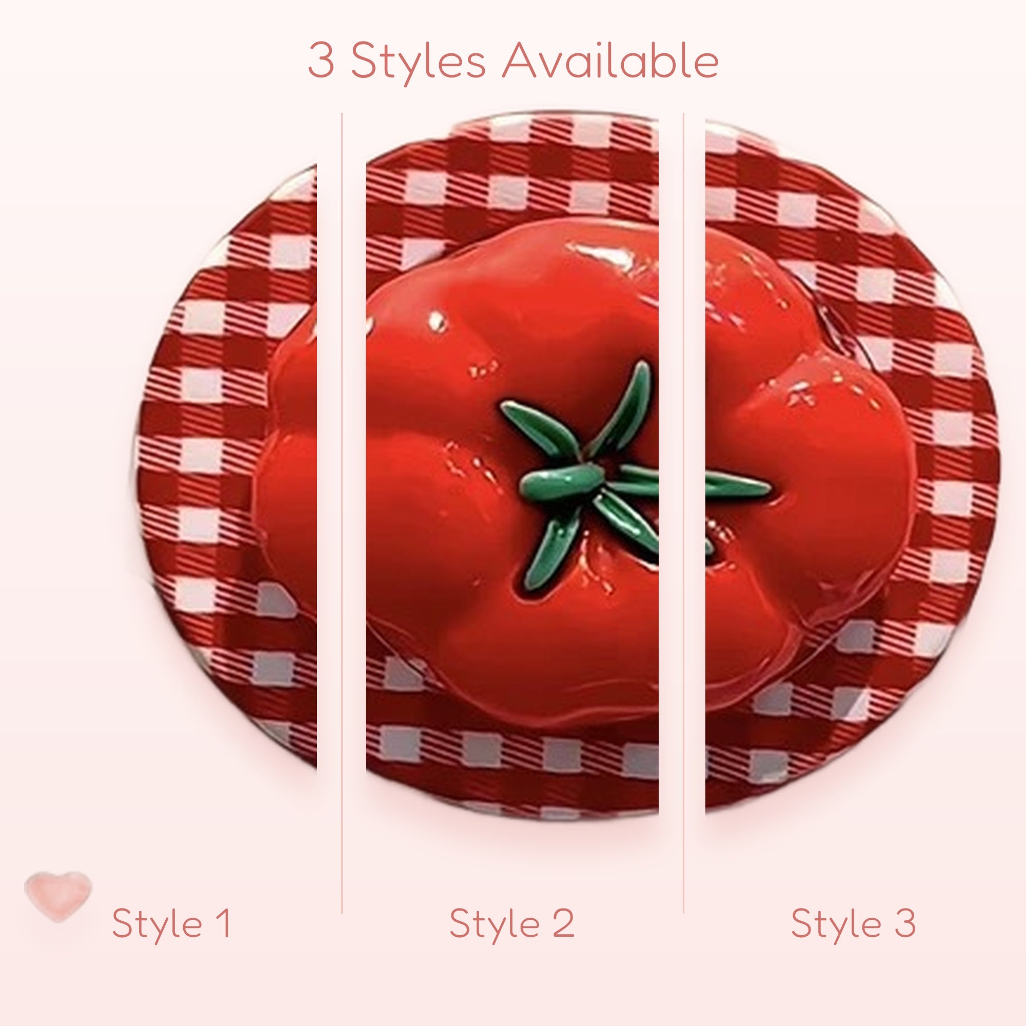 Kawaii Red Tomato Phone Grip | Aesthetic Gingham Pop Socket Stand