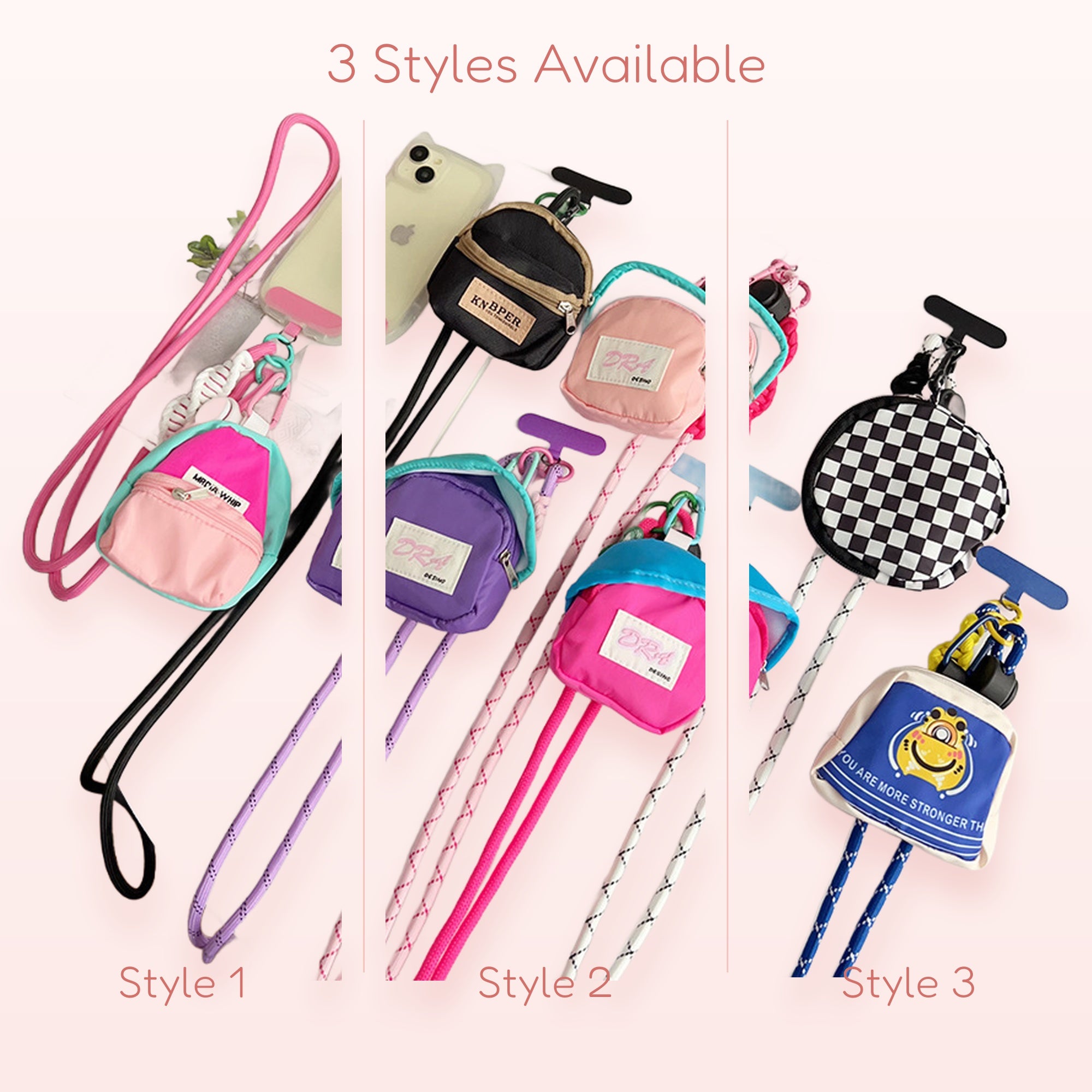 Mini Backpack & Round Pouch Phone Charm Lanyard | Cute Crossbody Phone Strap