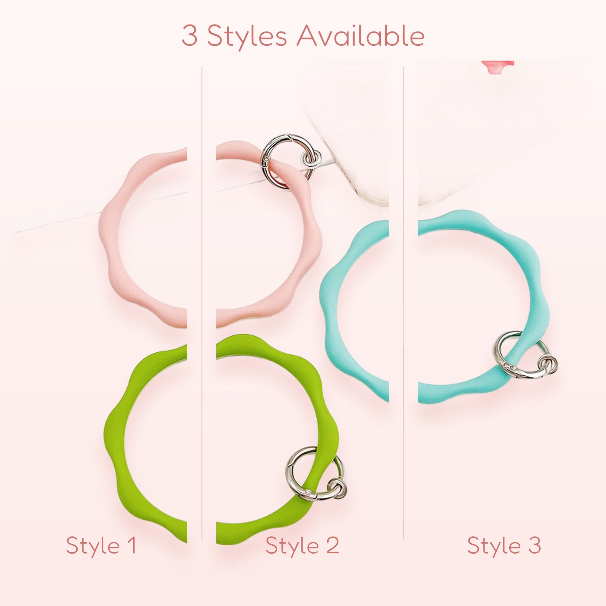 Wavy Silicone Wristlet Keychain | Cute Pastel Wavy Bracelet Key Ring