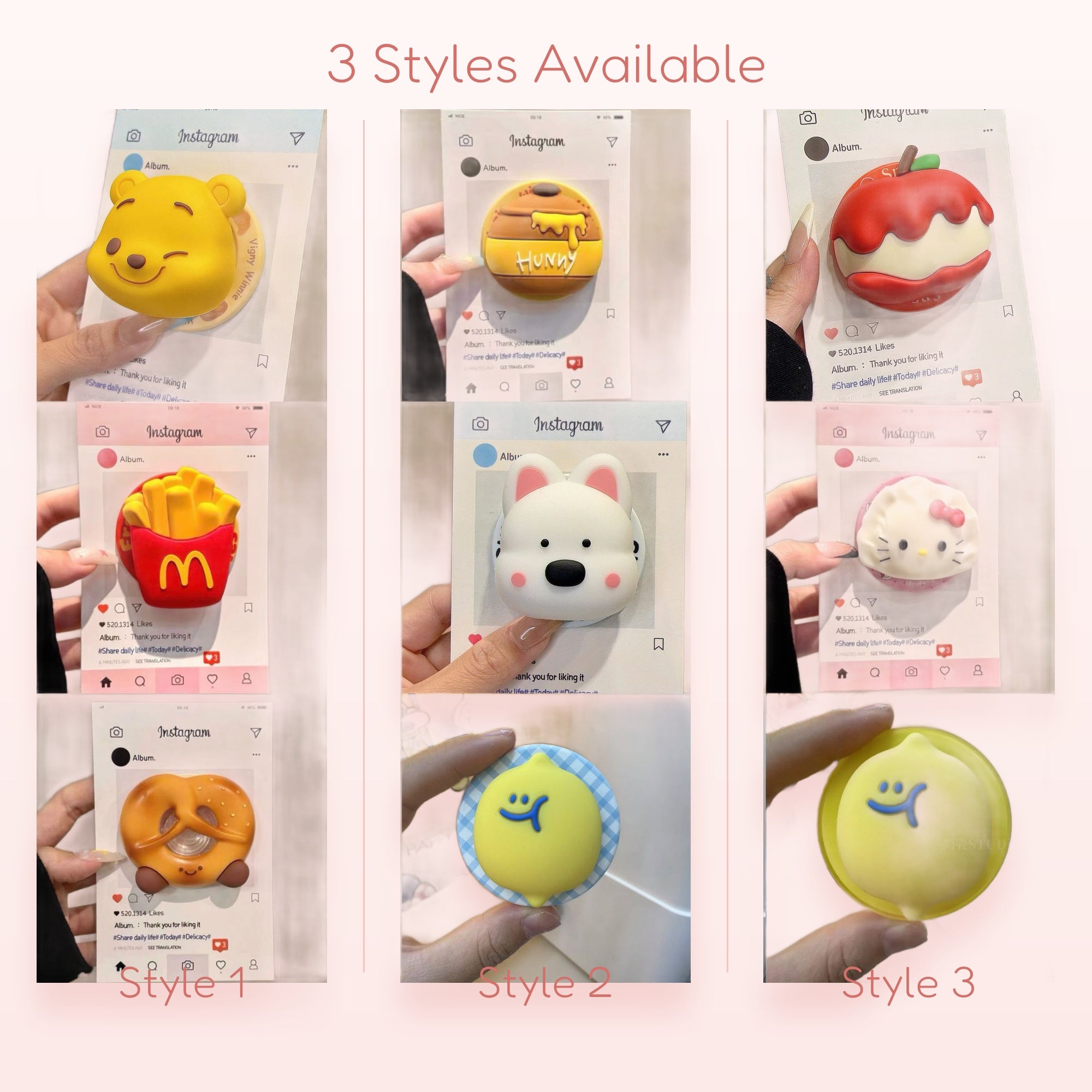 SIMPLYBUBBI — Cute Food & Animal Pop Socket Stand for Phones | Kawaii Phone Grip